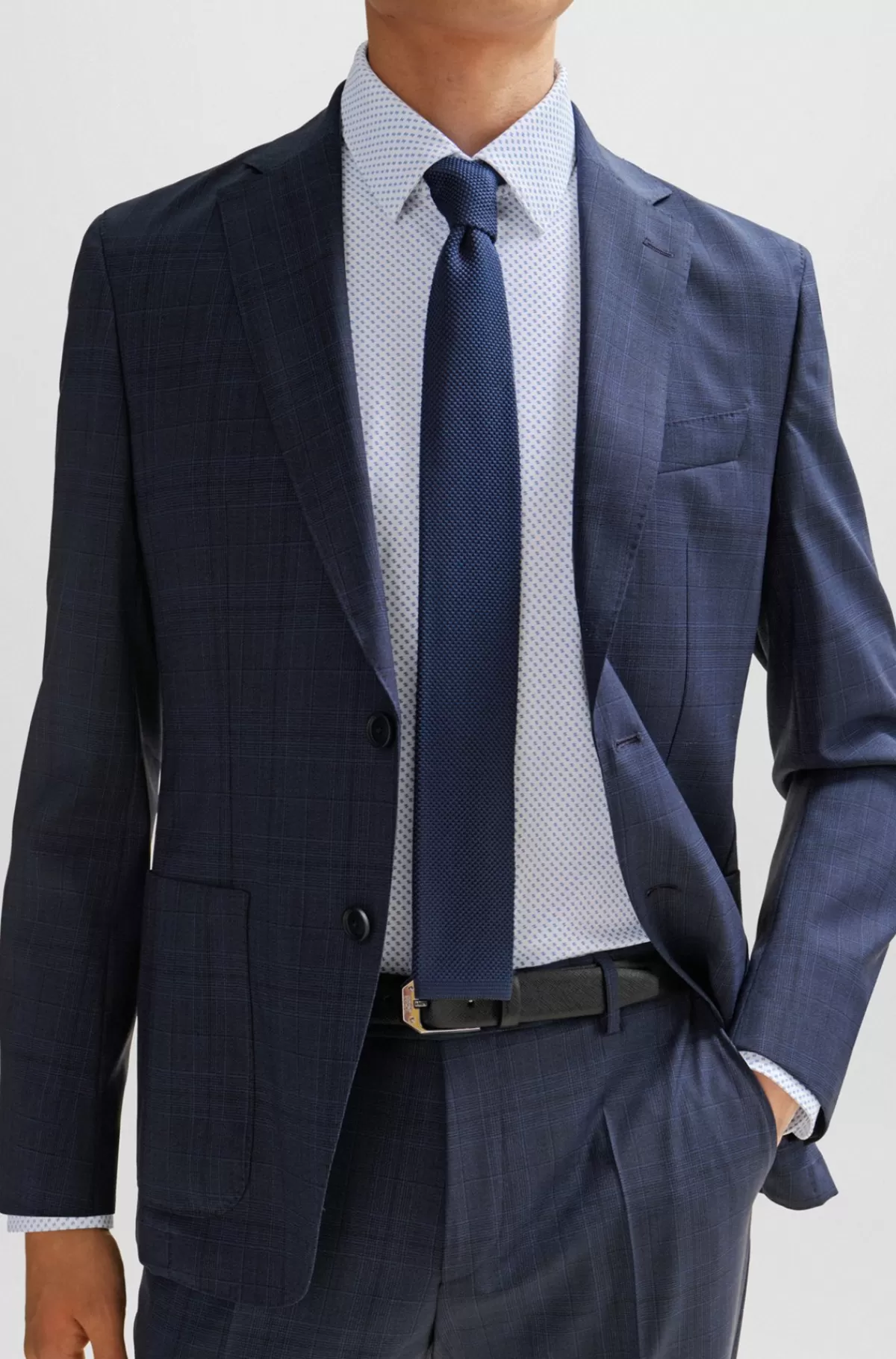 HUGO BOSS Skjorte Islim Fit Med Printet Stof Med Performance-stræk Lyseblå Shop