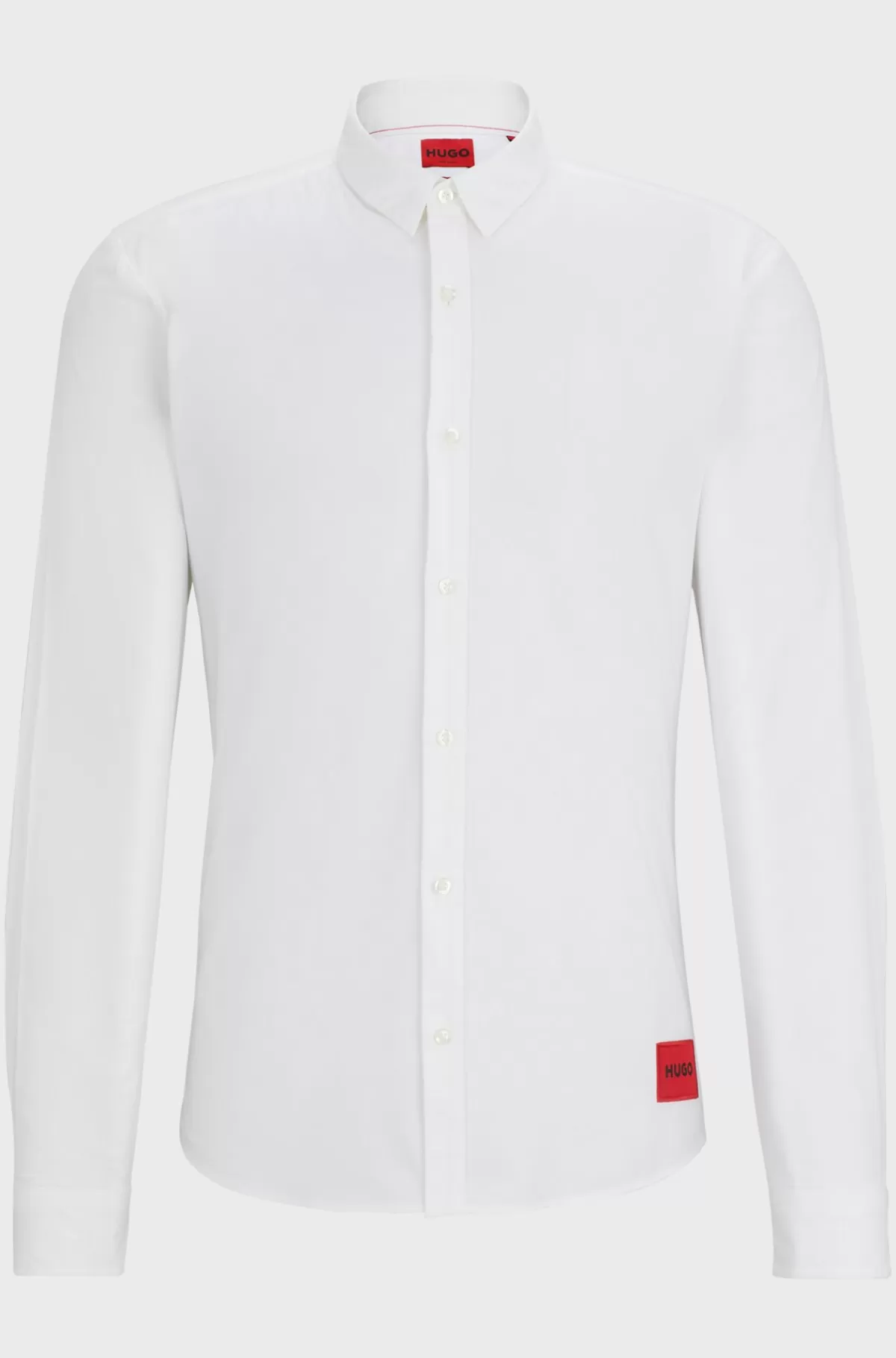 HUGO BOSS Skjorte Med Extra Slim Fit I Ferskenblødt Bomuld Med Stræk Hvid Hot