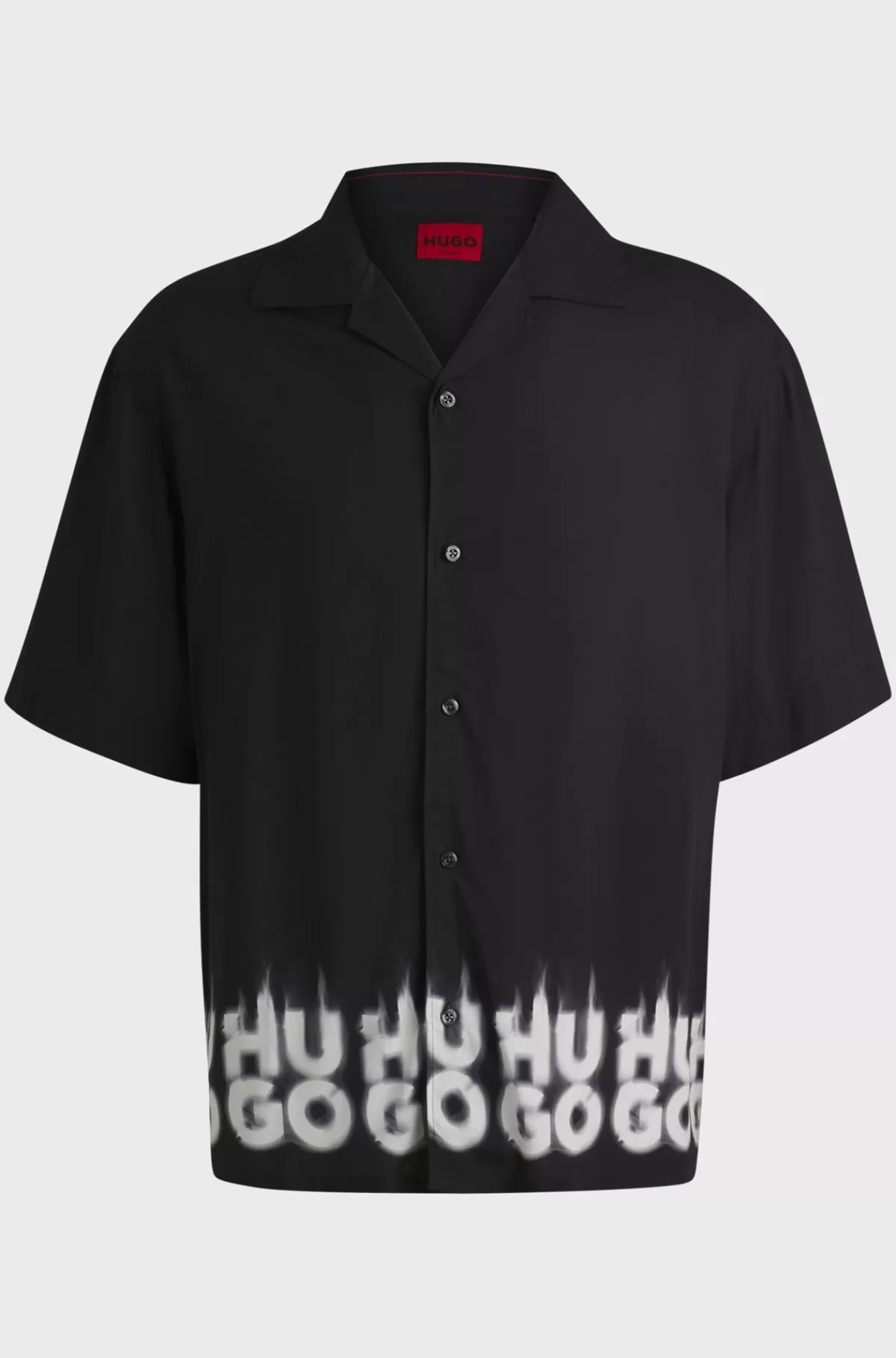 HUGO BOSS Skjorte Med Oversize Fit Og Logoprint Med Røgeffekt I Kanten Sort Cheap