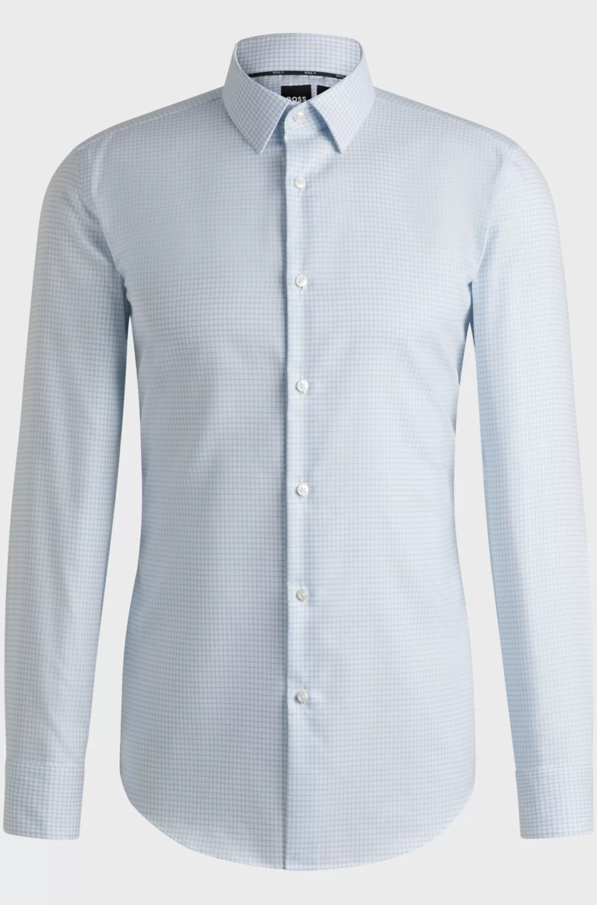 HUGO BOSS Skjorte Med Slim Fit I Antibakterielt, Mønstret Oxford-bomuld Lyseblå Cheap