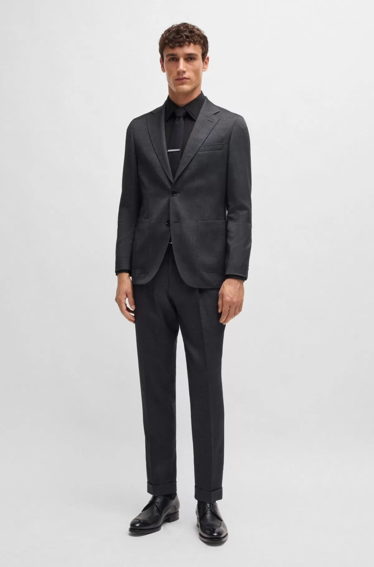 HUGO BOSS Skjorte Med Slim Fit I Poplin Af Bomuldsblanding Med Stræk Sort Fashion