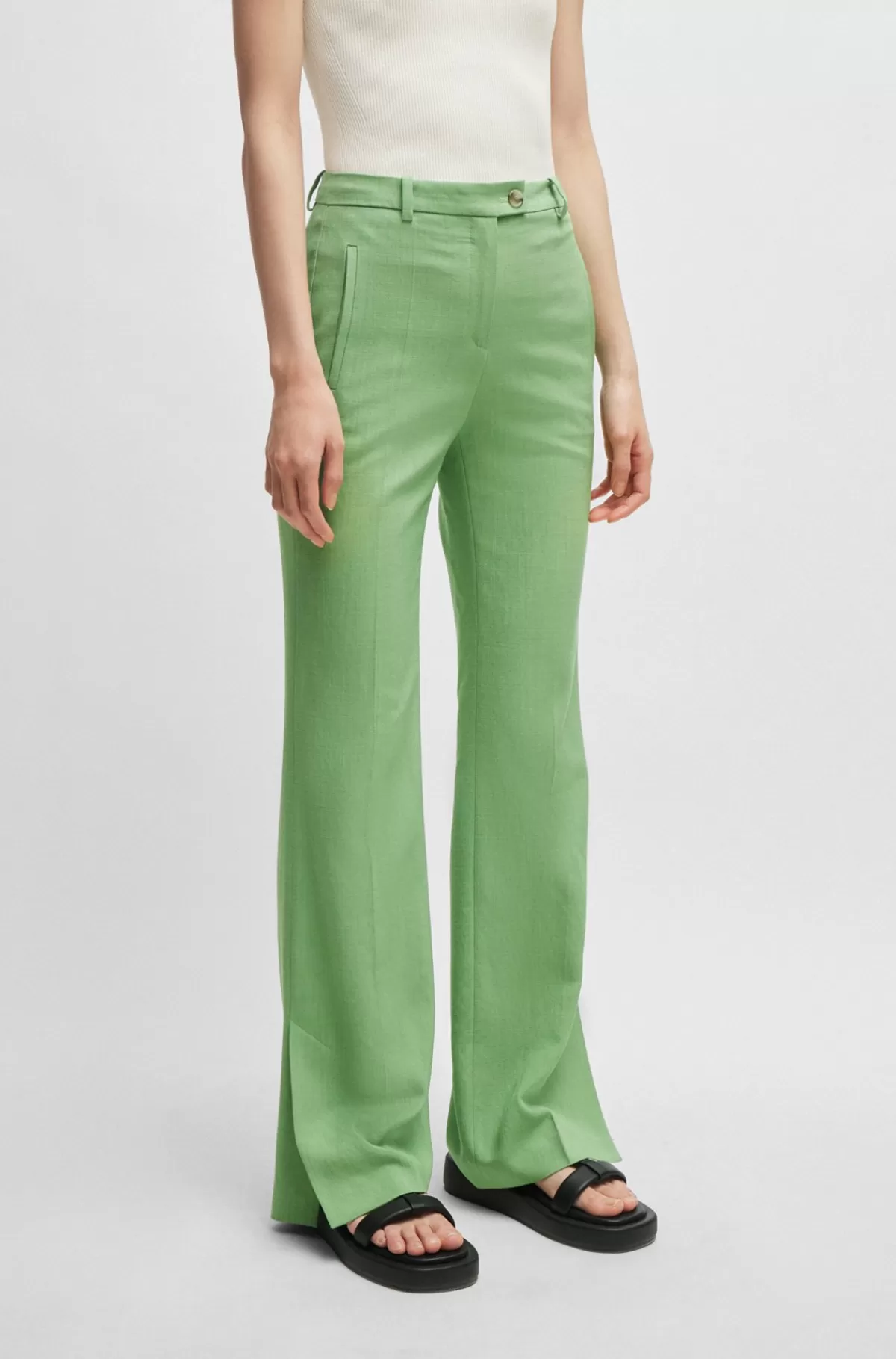 HUGO BOSS Slim Fit Bukser Med Vide Ben I Materiale Med Stræk Grøn Store