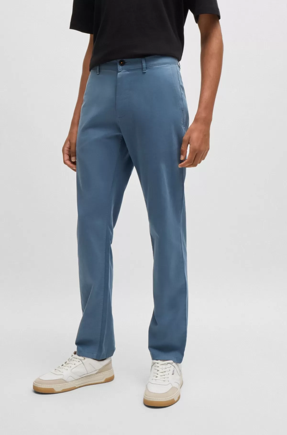 HUGO BOSS Slim Fit Chinos I Bomuldssatin Med Stræk Lyseblå Fashion