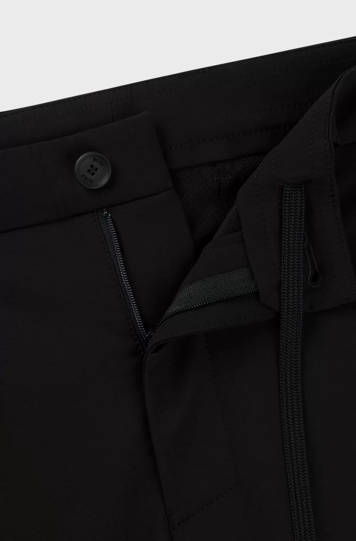 HUGO BOSS Slim Fit Chinos I Strygelet Stof Med Stræk I Fire Retninger Sort Best Sale