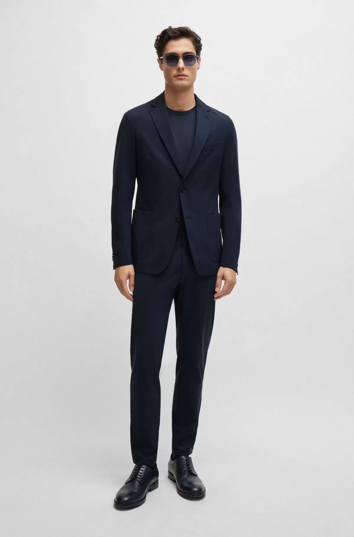 HUGO BOSS Slim Fit Jakke I Performance-jersey Med Stræk Mørkeblå Store