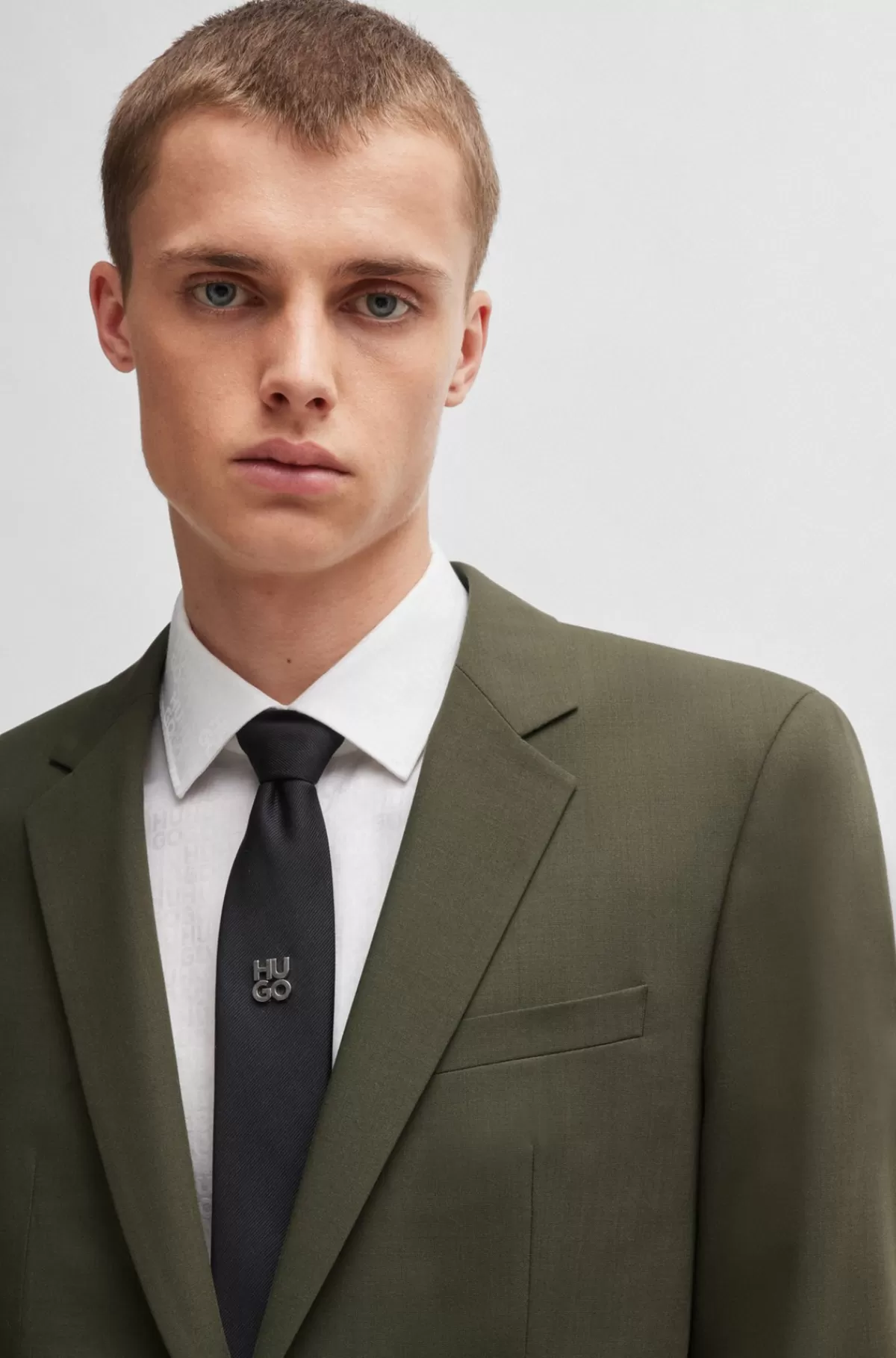 HUGO BOSS Slim Fit Jakkesæt I Performance-stof Med Stræk Kaki Discount