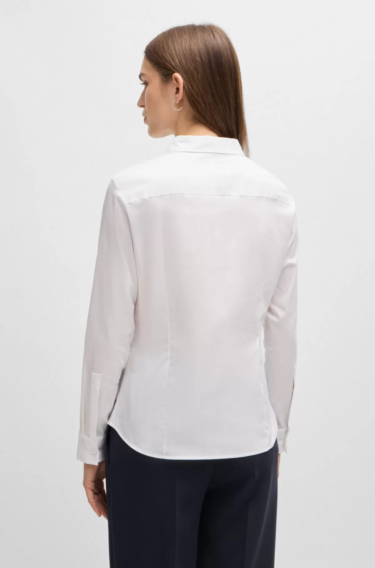 HUGO BOSS Slim Fit Skjorte I Bomuldspoplinblanding Hvid Online