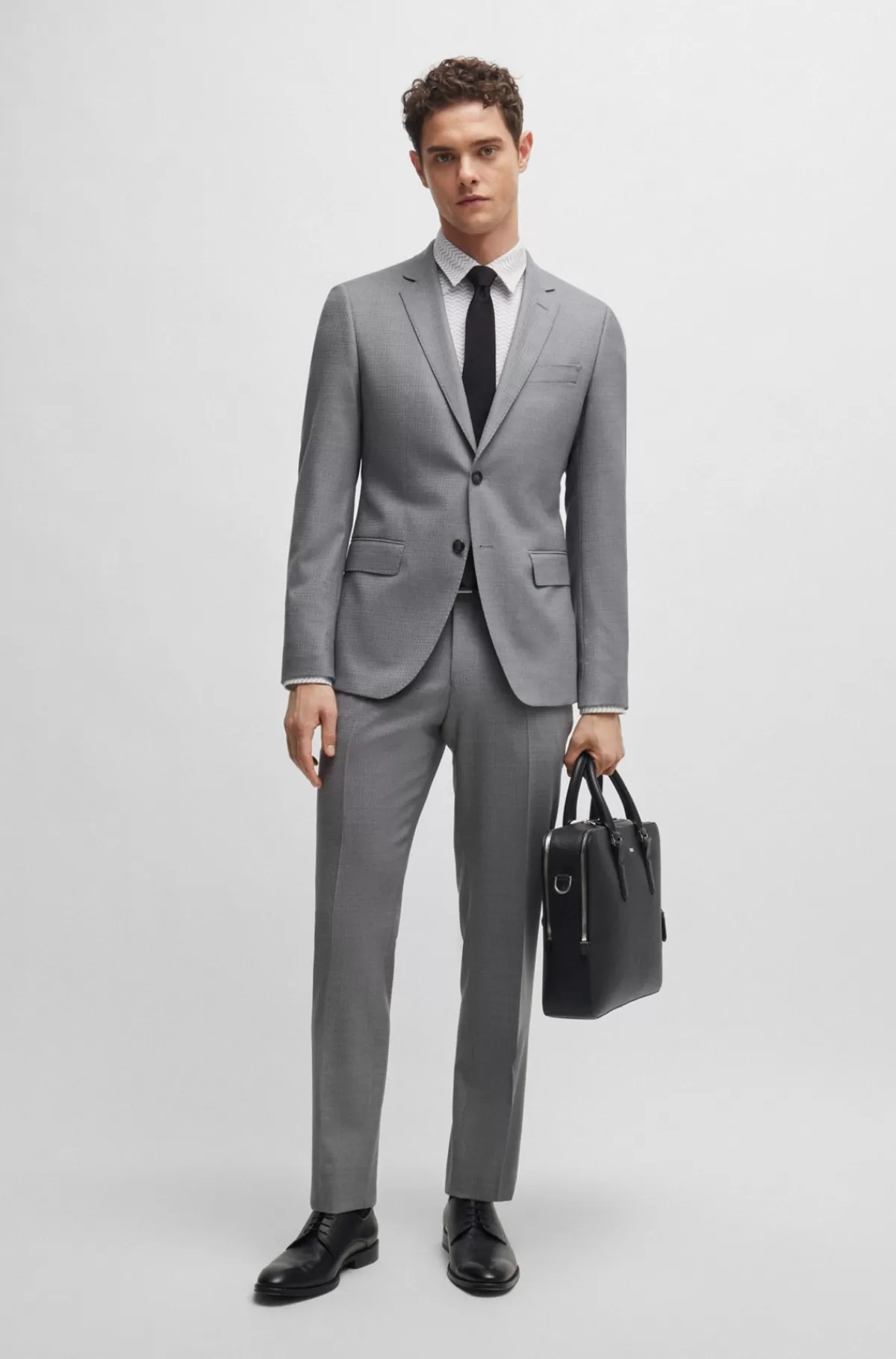 HUGO BOSS Slim Fit Skjorte I Mønstret Performance-stof Med Stræk Hvid New