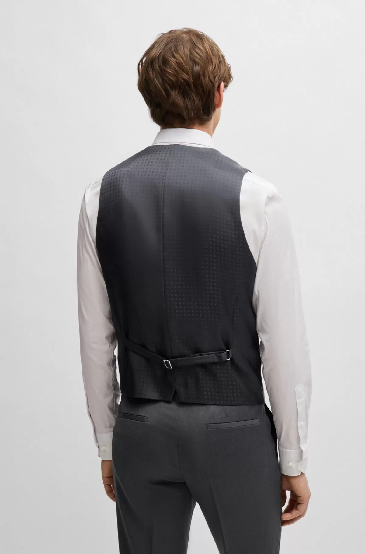 HUGO BOSS Slim Fit Vest Til Jakkesæt I Serge Af Ny Uld Mørkegrå Best Sale