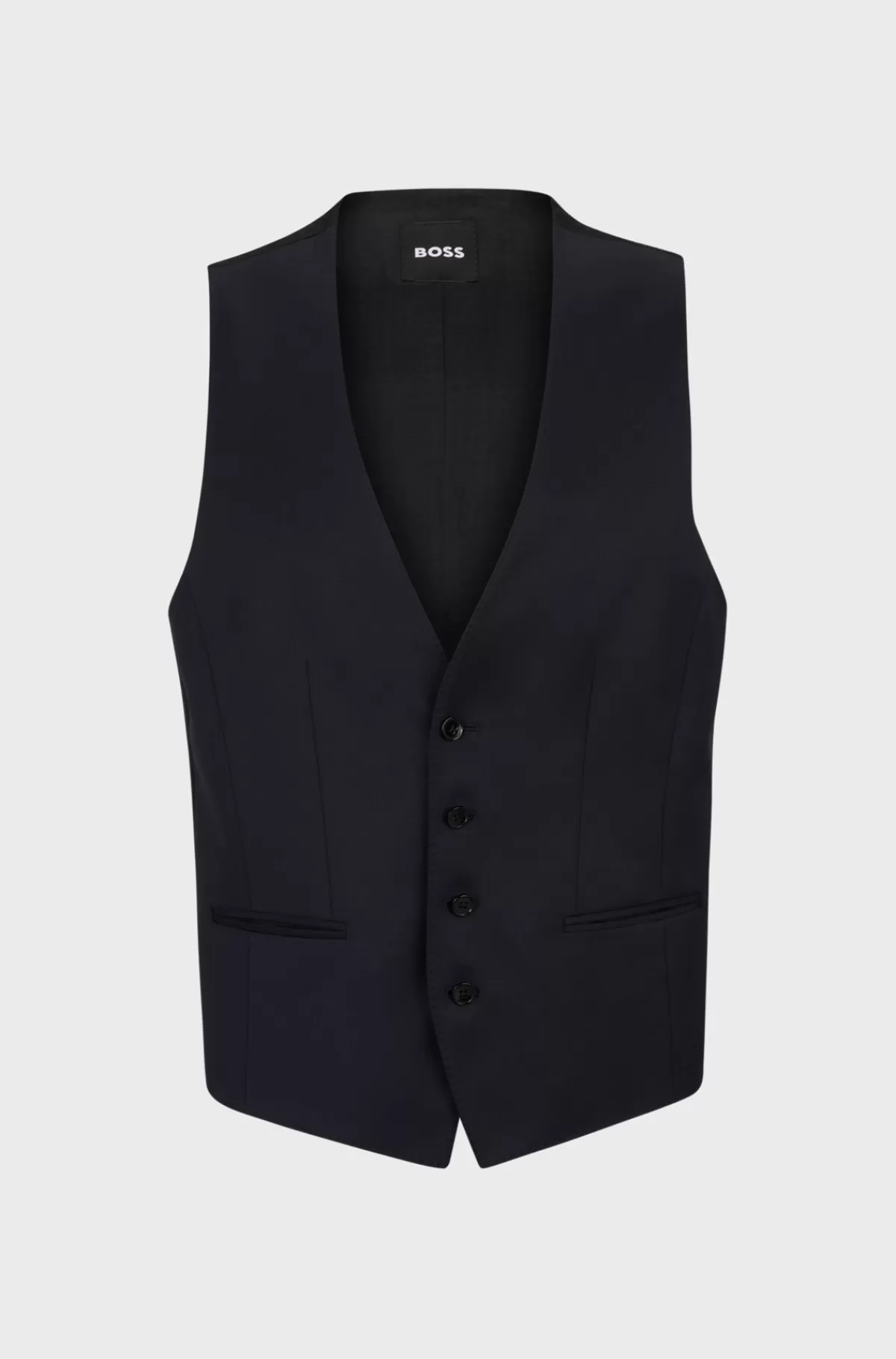 HUGO BOSS Slim Fit Vest Til Jakkesæt I Serge Af Ny Uld Mørkeblå Store