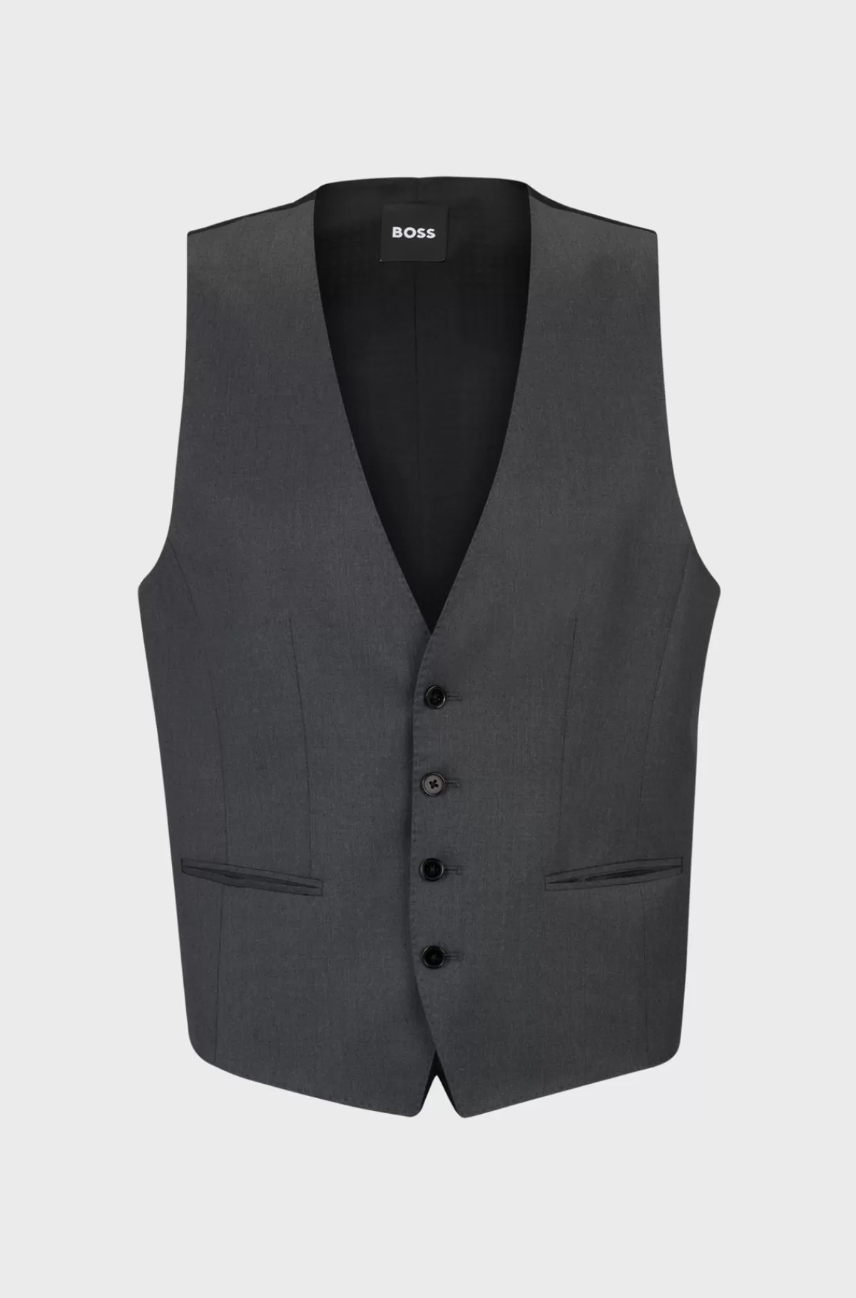 HUGO BOSS Slim Fit Vest Til Jakkesæt I Serge Af Ny Uld Mørkegrå Best Sale