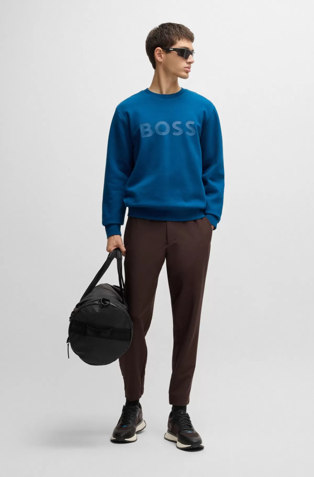 HUGO BOSS Sneakers I Blandede Materialer Med Mesh Og Branding Brun Flash Sale