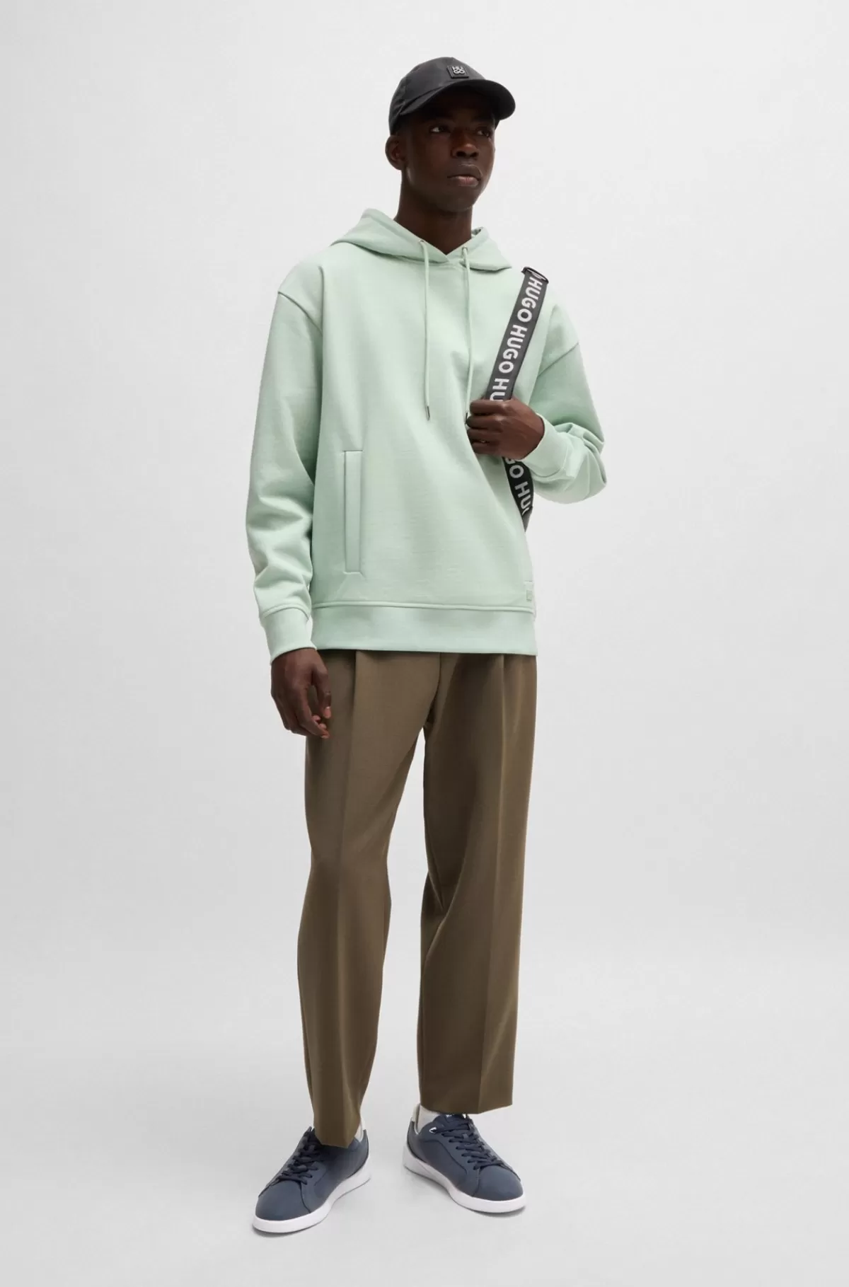 HUGO BOSS Sneakers I Imiteret Læder Med Logodetalje Mørkeblå Discount