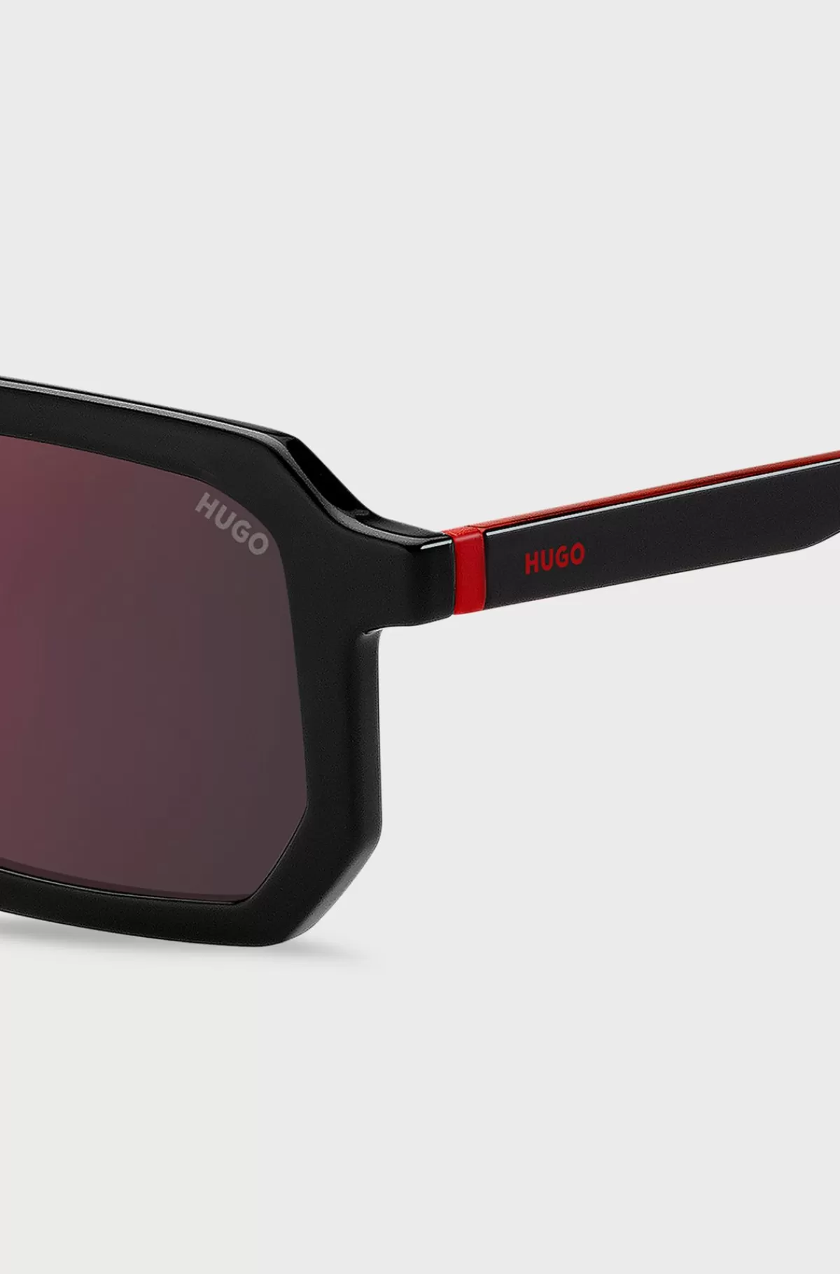 HUGO BOSS e Solbriller Med Røde Signaturdetaljer Sort Sale