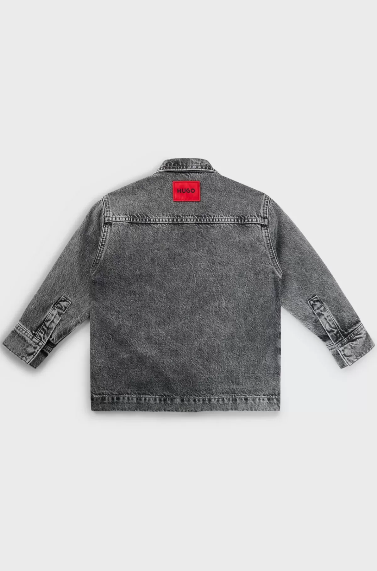 HUGO BOSS Sortvasket Yderskjorte Til Børn I Bomuldsdenim Mønstret Fashion