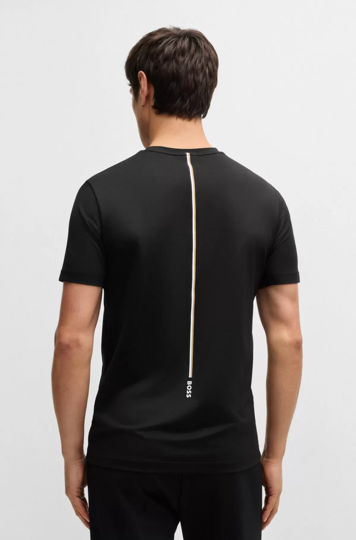 HUGO BOSS Sportslig T-shirt Fra BOSS X Matteo Berrettini I Fugttransporterende Piqué Sort Cheap
