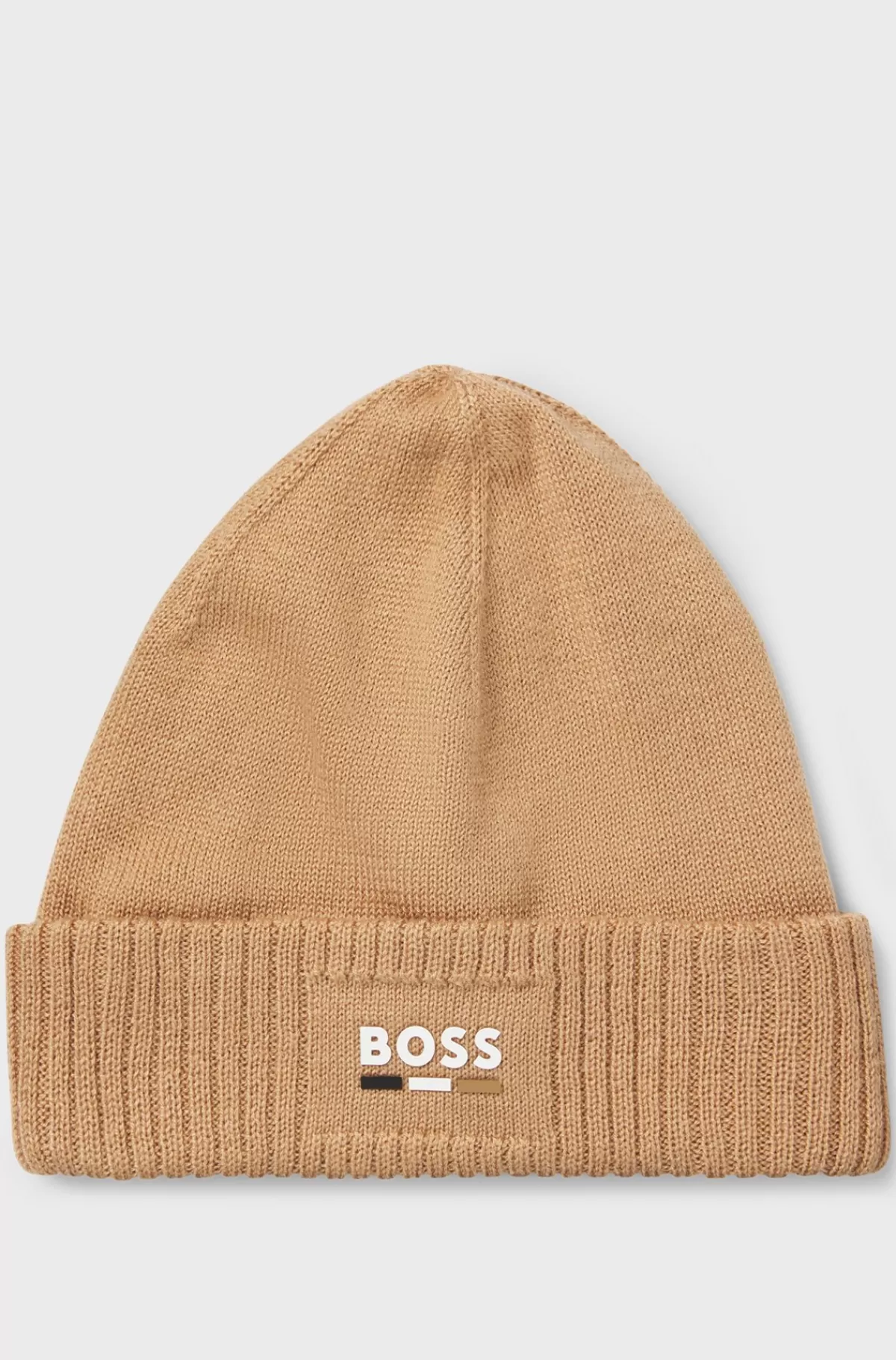 HUGO BOSS Strikket Hue Til Børn Med Logo Med Gummieffekt Brun Flash Sale