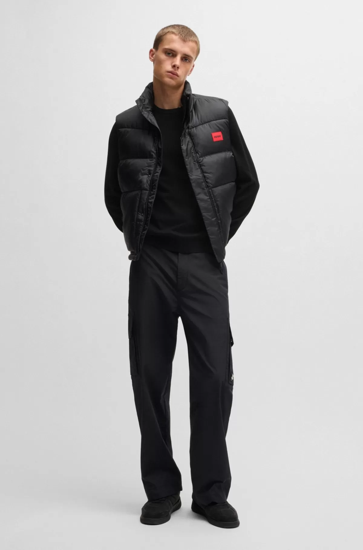 HUGO BOSS Sweater I Blødt Garn Med Slim Fit Og Crew Neck Sort Cheap