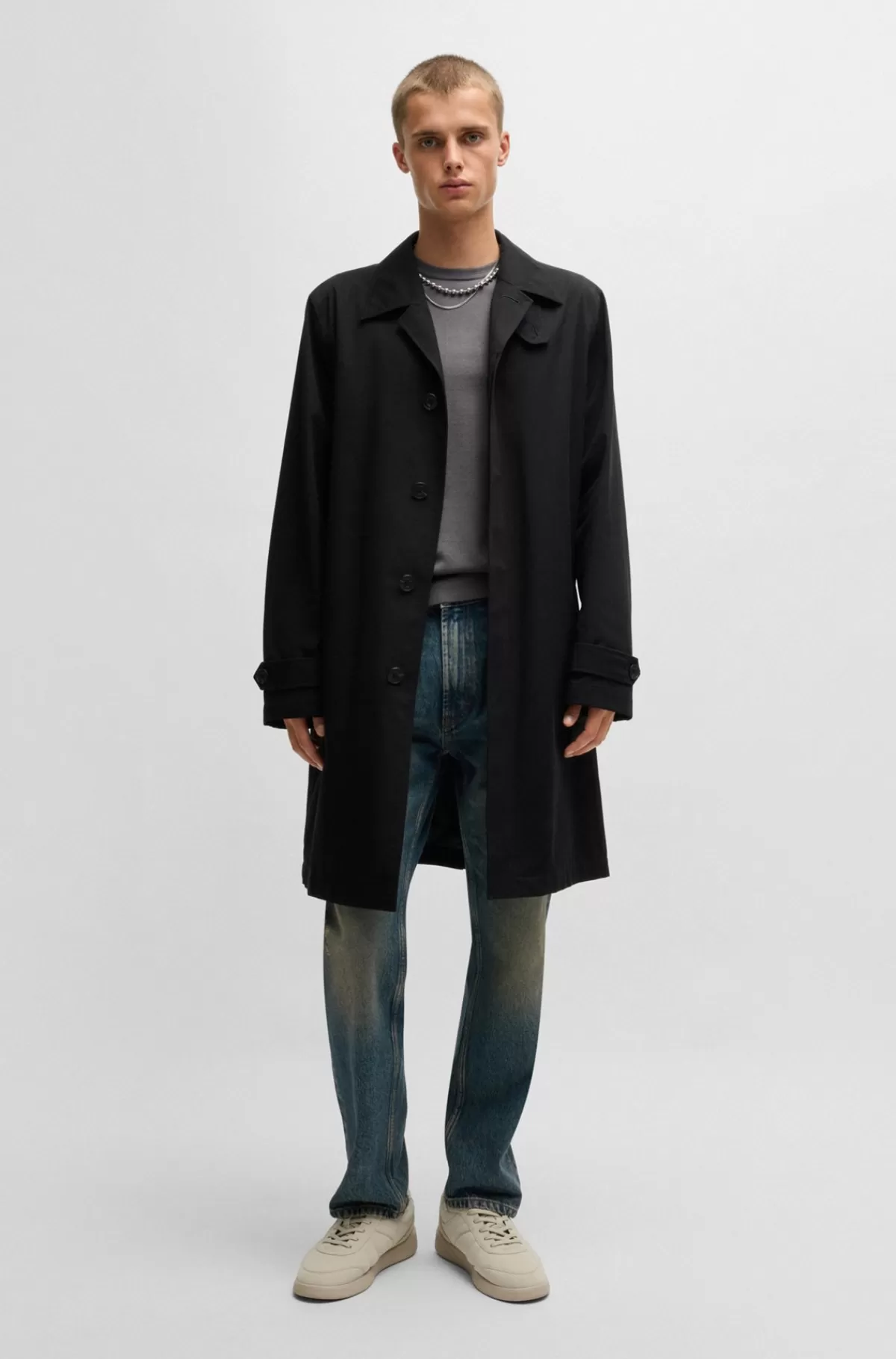 HUGO BOSS Sweater I Blødt Garn Med Slim Fit Og Crew Neck Mørkegrå Cheap