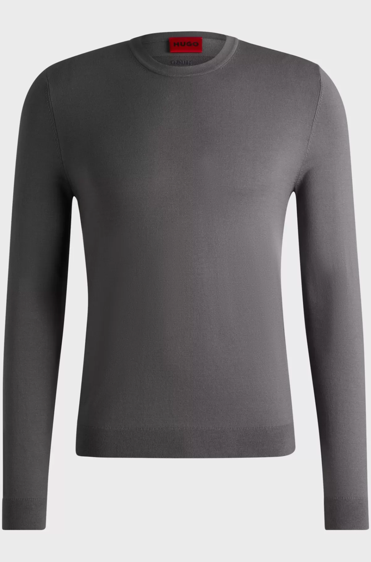 HUGO BOSS Sweater I Blødt Garn Med Slim Fit Og Crew Neck Mørkegrå Cheap