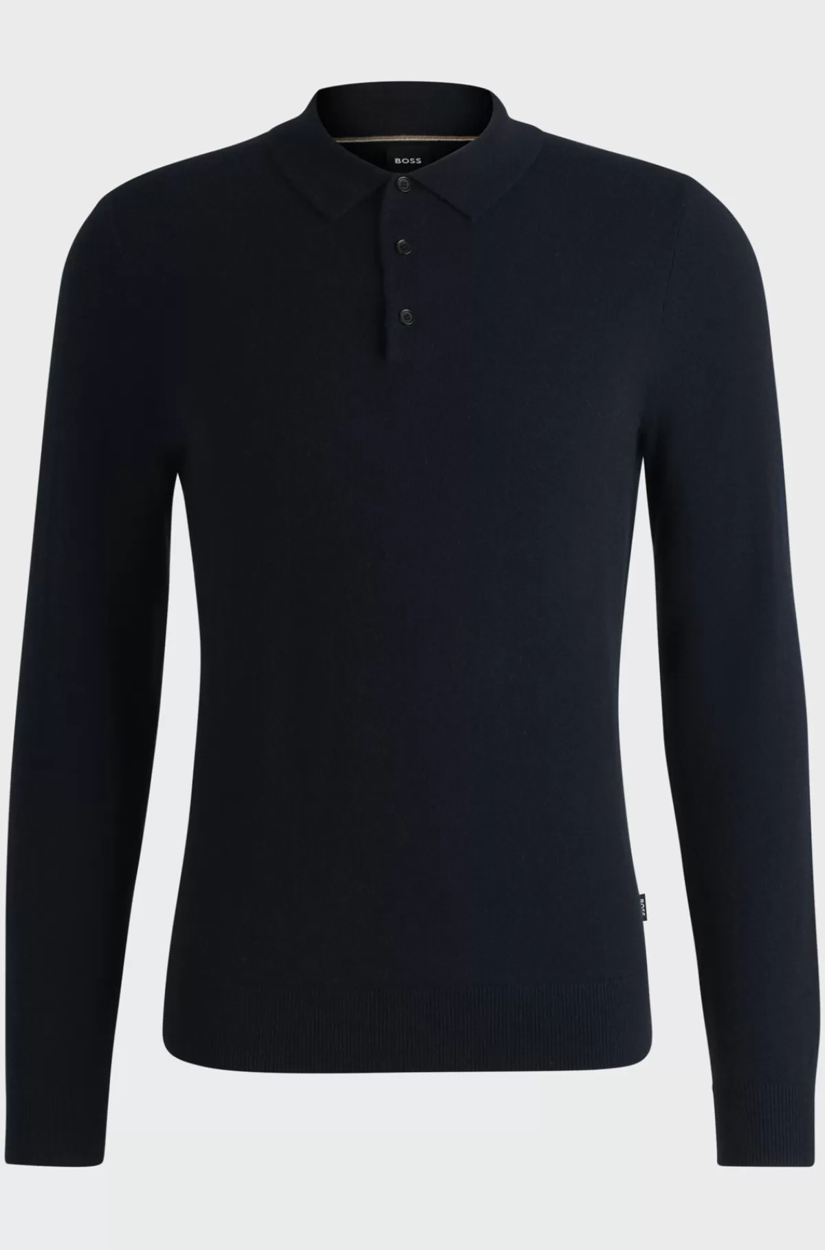 HUGO BOSS Sweater I Kashmir Med Polokrave Mørkeblå Fashion