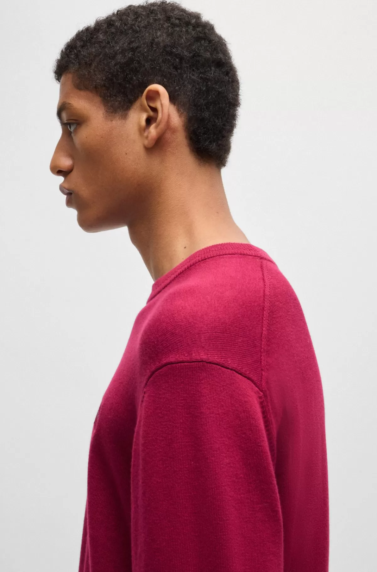 HUGO BOSS Sweater Med Crew Neck Og Logo I Bomuld Og Kashmir Mørkerød Best Sale