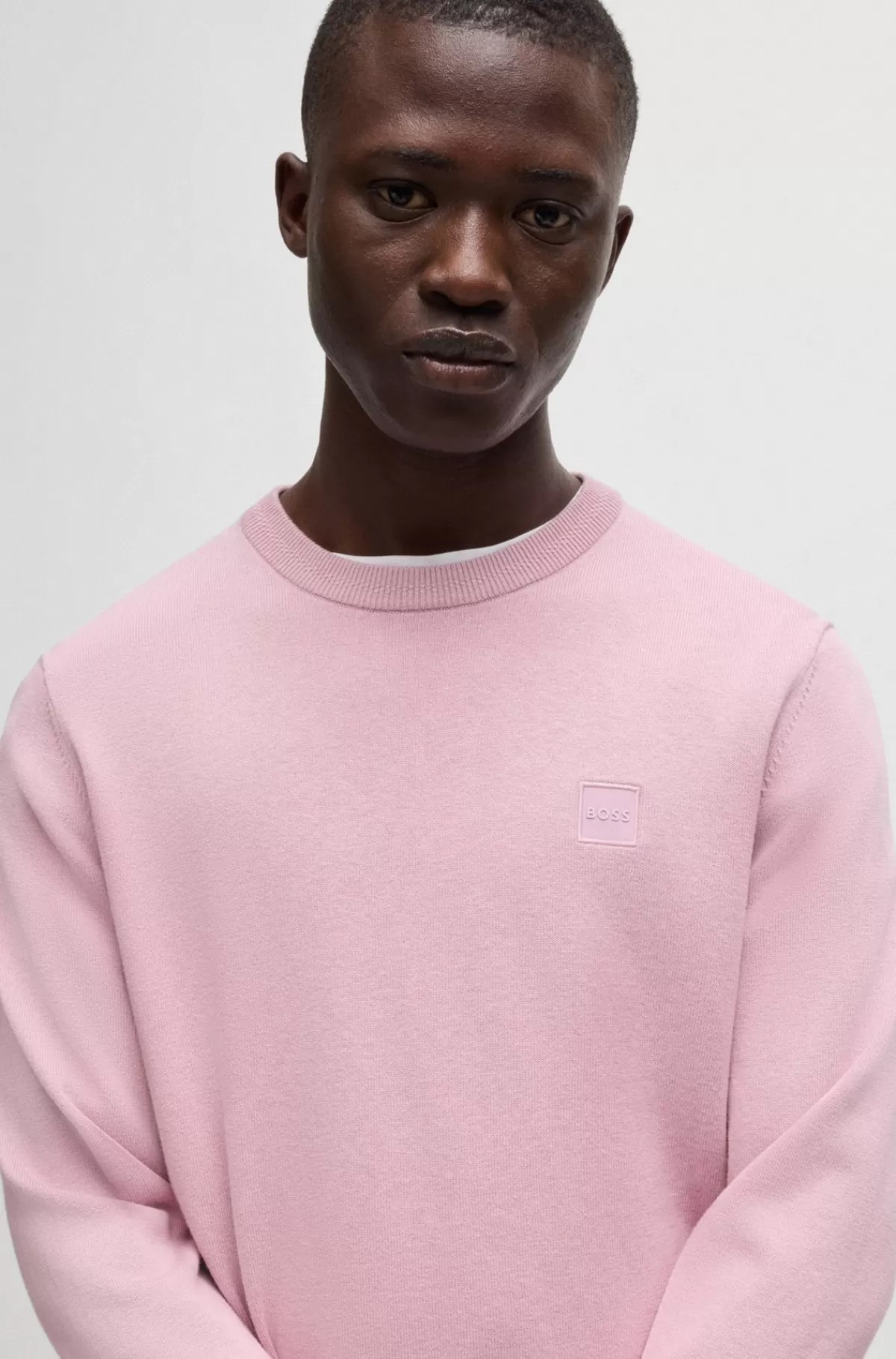 HUGO BOSS Sweater Med Crew Neck Og Logo I Bomuld Og Kashmir Lyslilla Best
