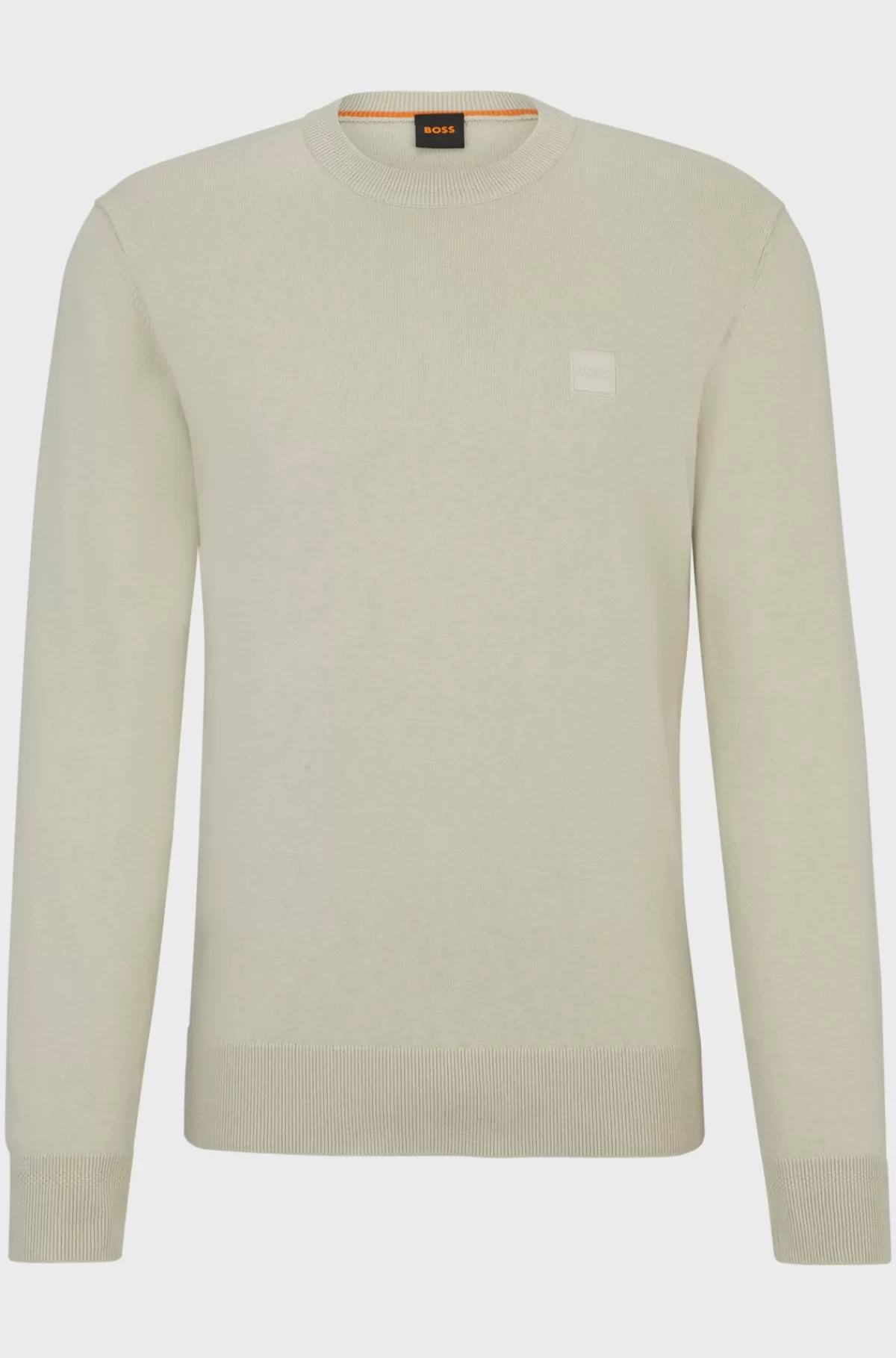 HUGO BOSS Sweater Med Crew Neck Og Logo I Bomuld Og Kashmir Lys beige Fashion