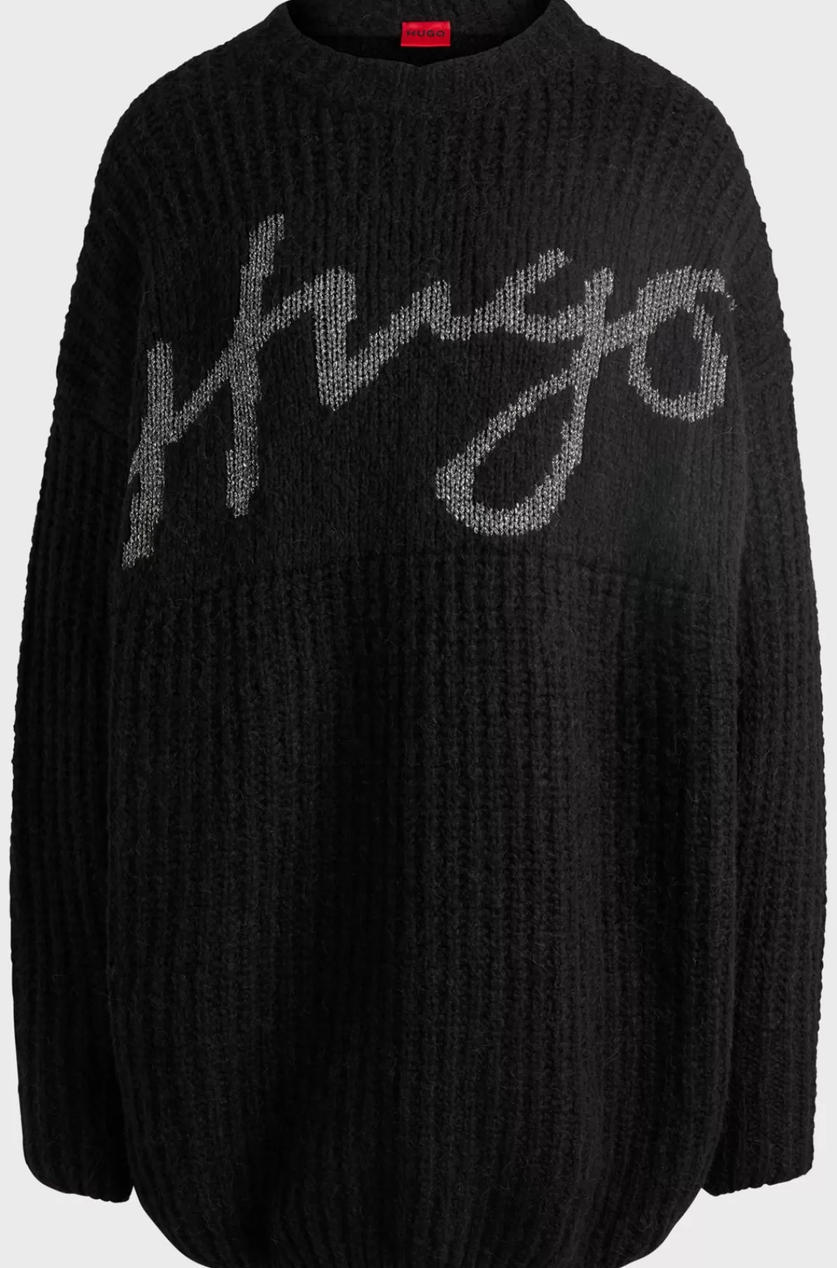 HUGO BOSS Sweater Med Oversize Fit Og Glitrende Håndskrevet Logo Sort Discount