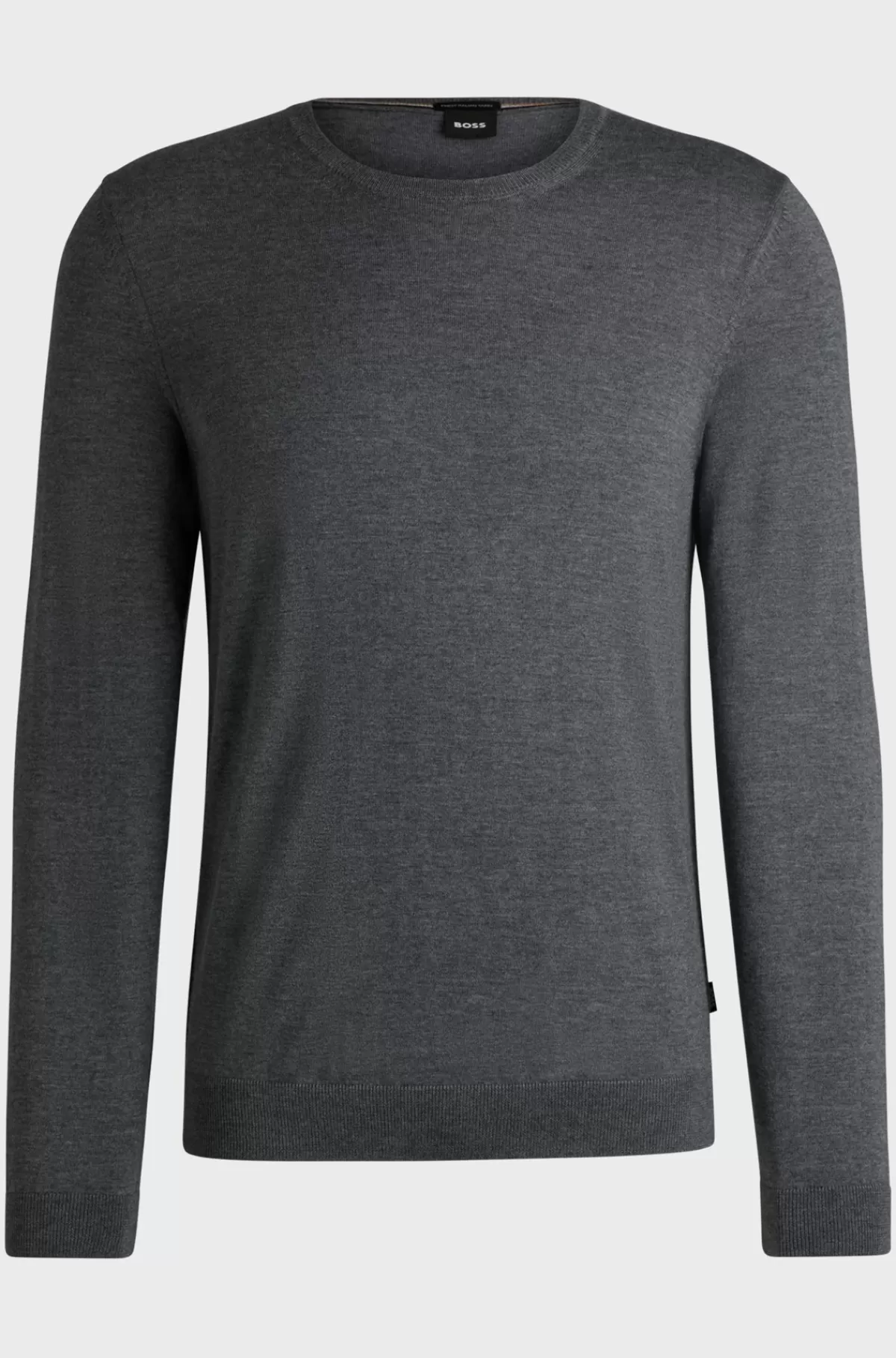 HUGO BOSS Sweater Med Slim Fit Og Crew Neck I Ny Uld Grå Discount