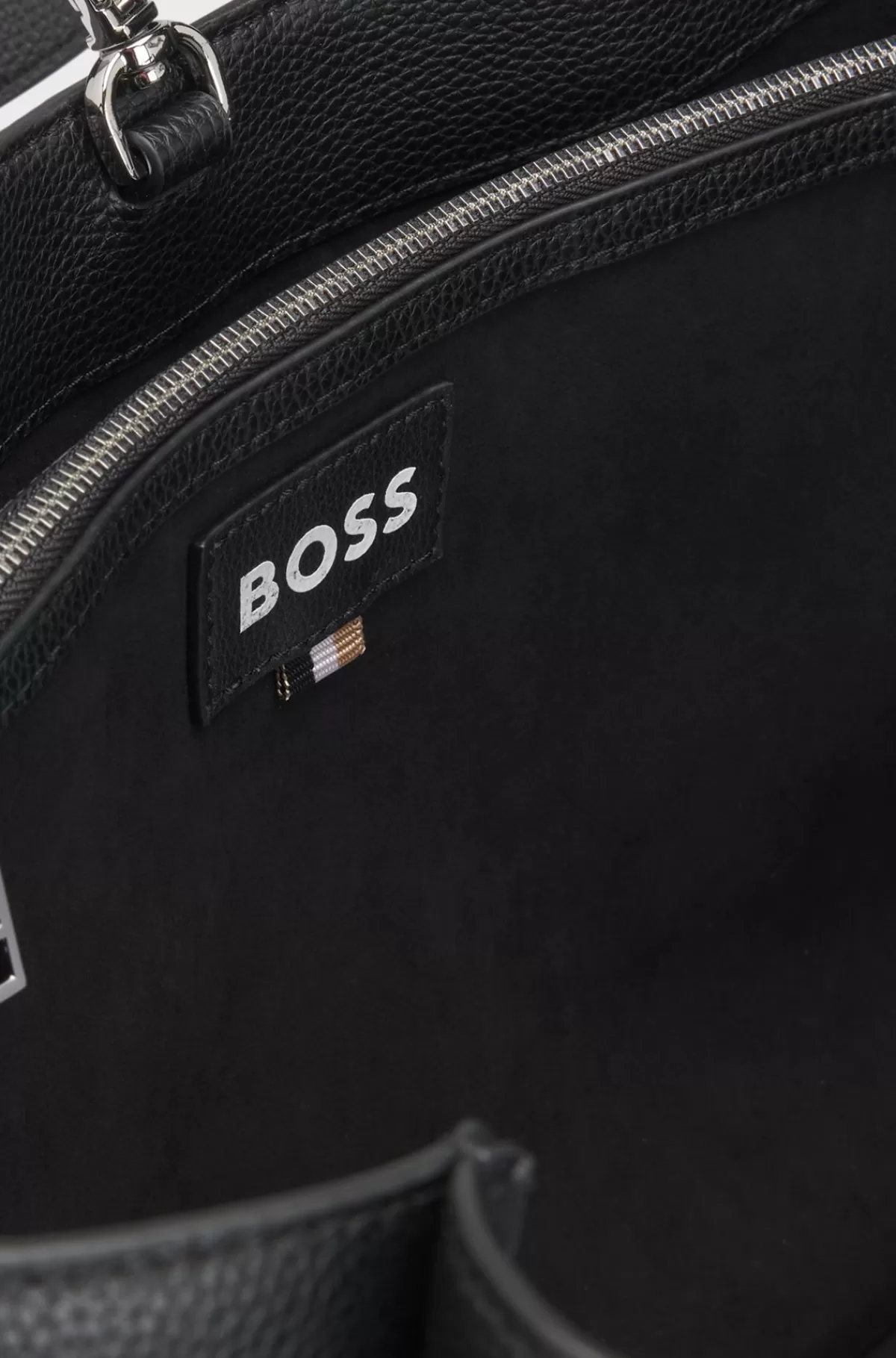 HUGO BOSS Tote Bag I Imiteret Kornet Læder Med Dobbelt B-monogram Sort Sale