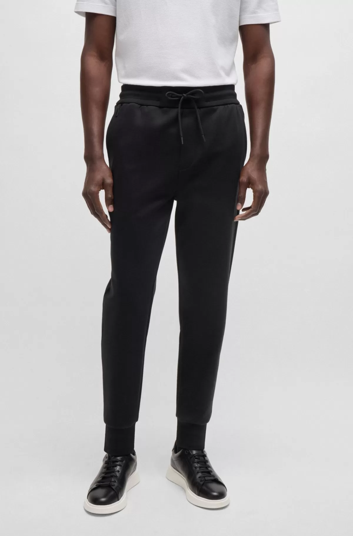 HUGO BOSS Tracksuit-bukser I Bomuldsblanding Med Kontrastindsats Sort Clearance