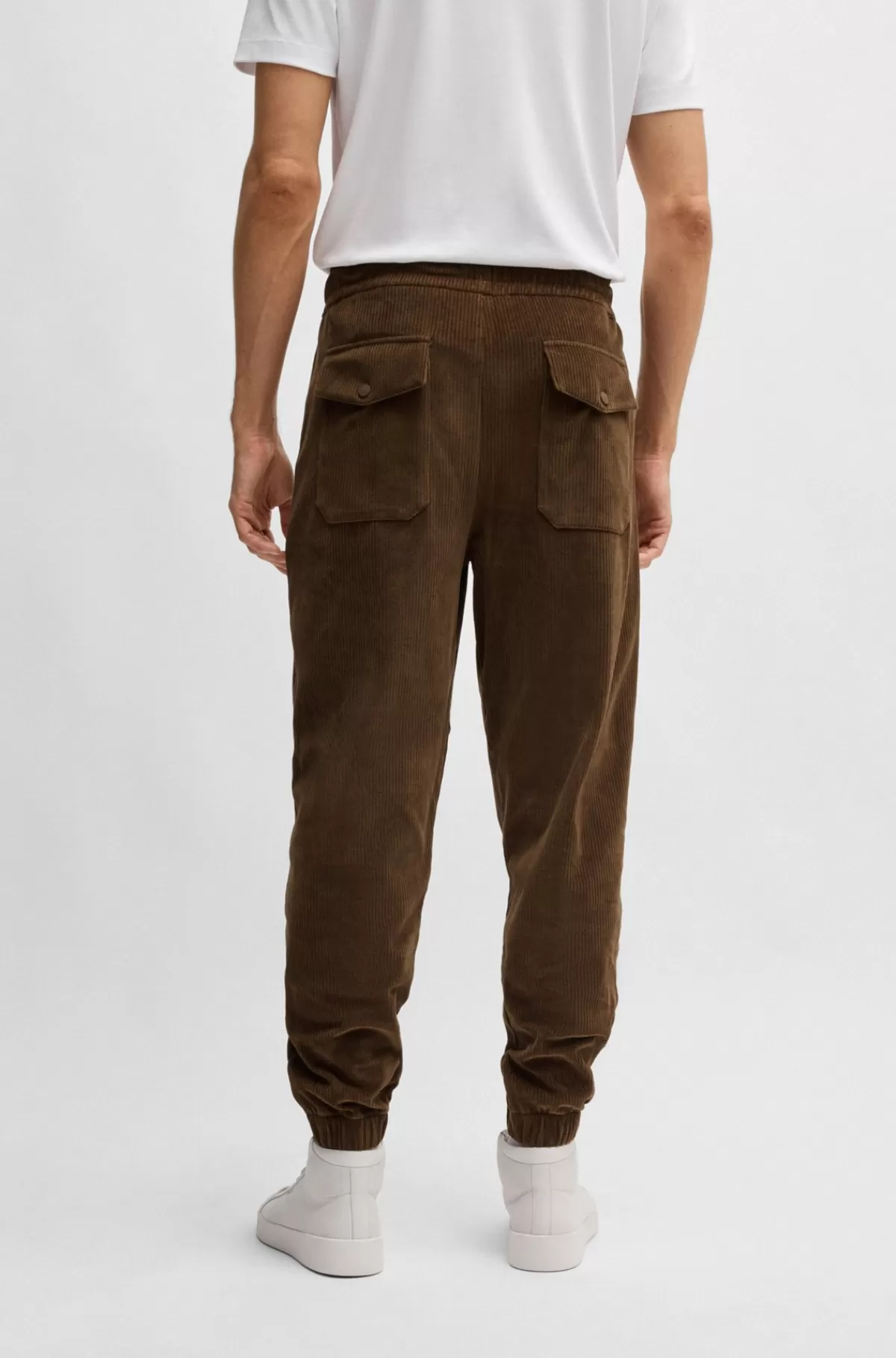 HUGO BOSS Tracksuit-bukser I Fløjl Med Stræk Fra BOSS SELECTED BY BECKHAM Brun Online