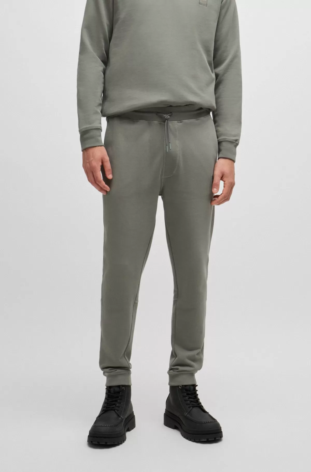 HUGO BOSS Tracksuit-bukser I Sweatkvalitet Af Bomuld Med Logomærke Grå Shop