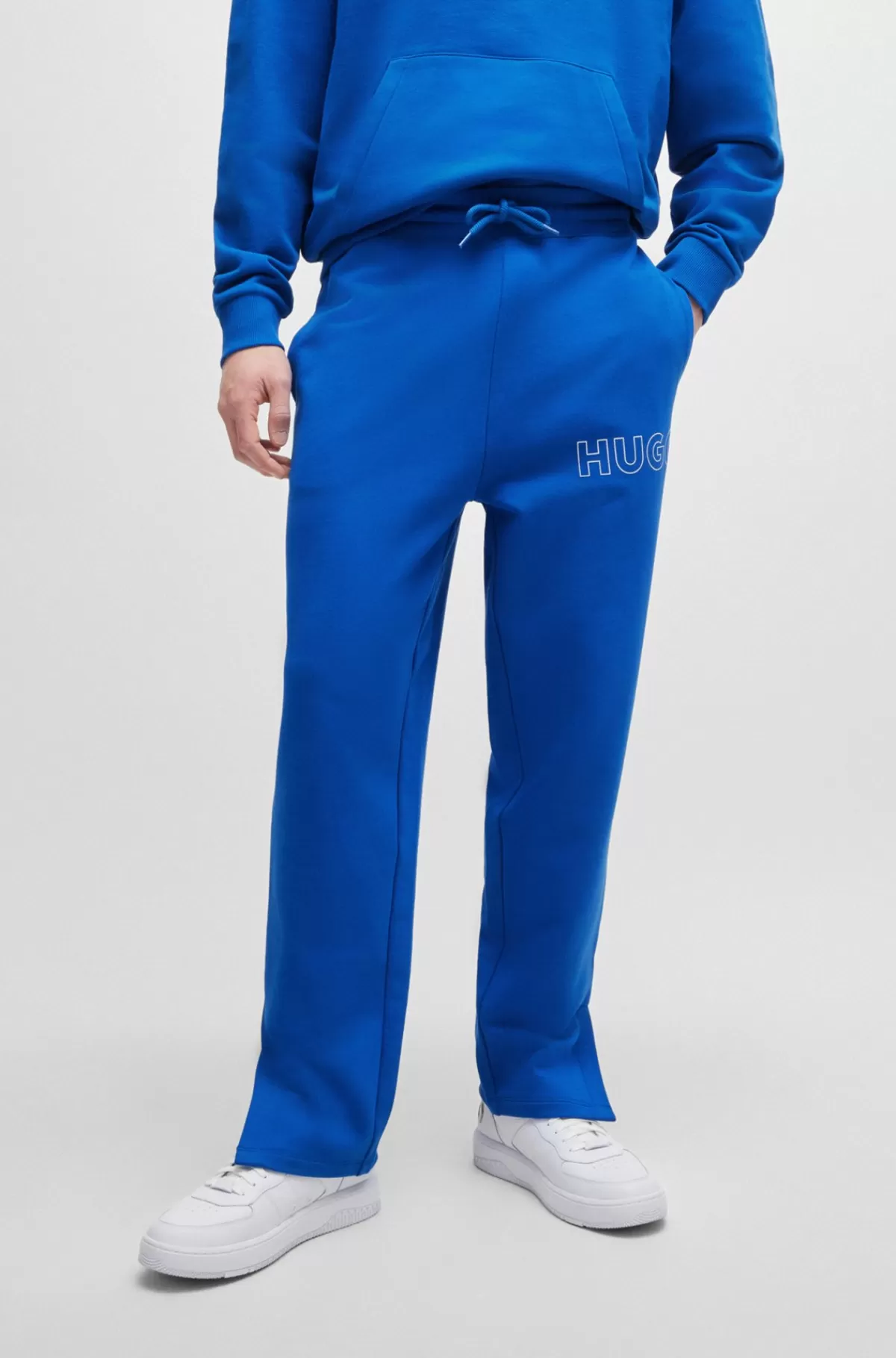 HUGO BOSS Tracksuit-bukser I Sweatkvalitet Af Bomuld Med Loose Fit Og Konturlogo Blå Best