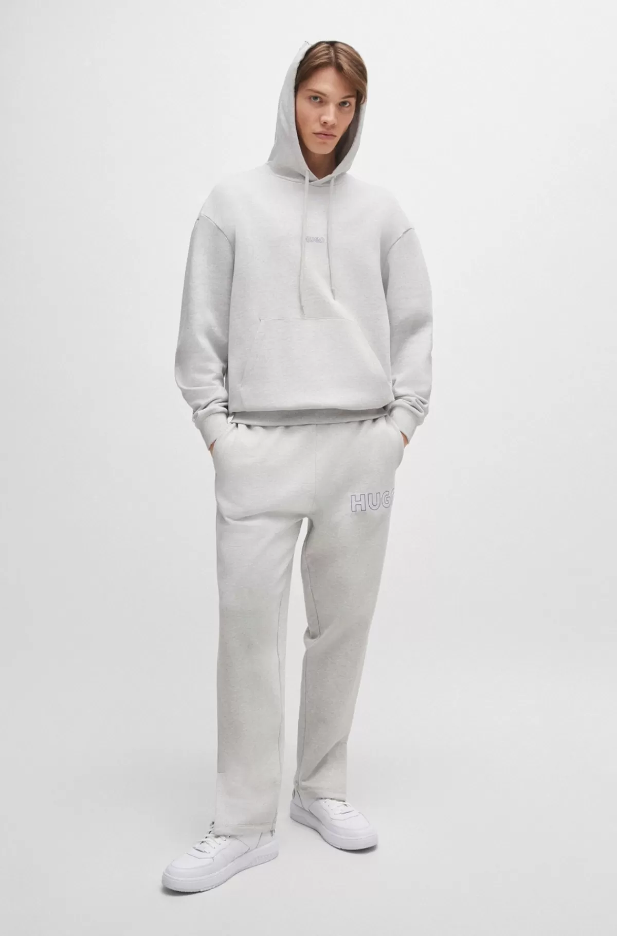 HUGO BOSS Tracksuit-bukser I Sweatkvalitet Af Bomuld Med Loose Fit Og Konturlogo Lysegrå Online