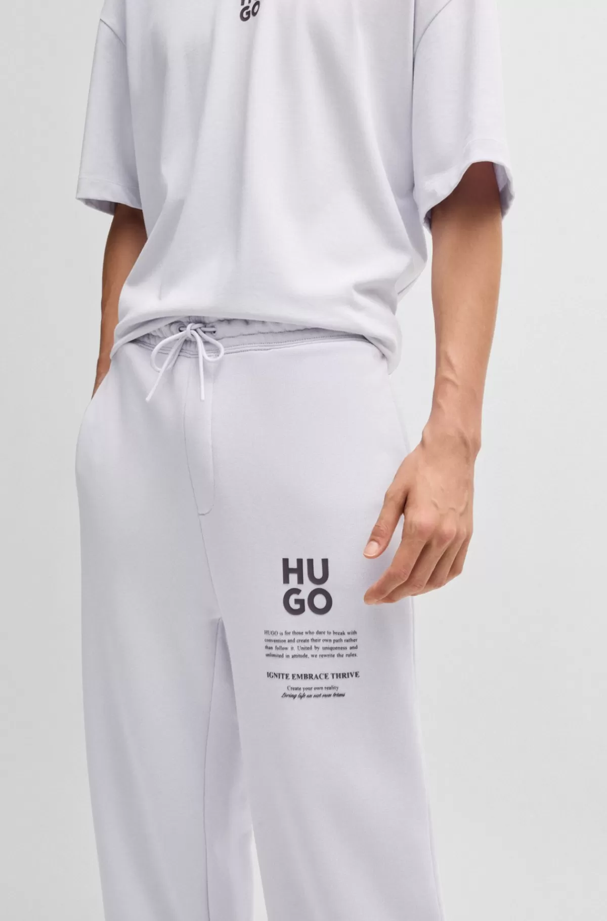 HUGO BOSS Tracksuit-bukser Med Relaxed Fit Og Logo Samt Slogan Lyslilla New
