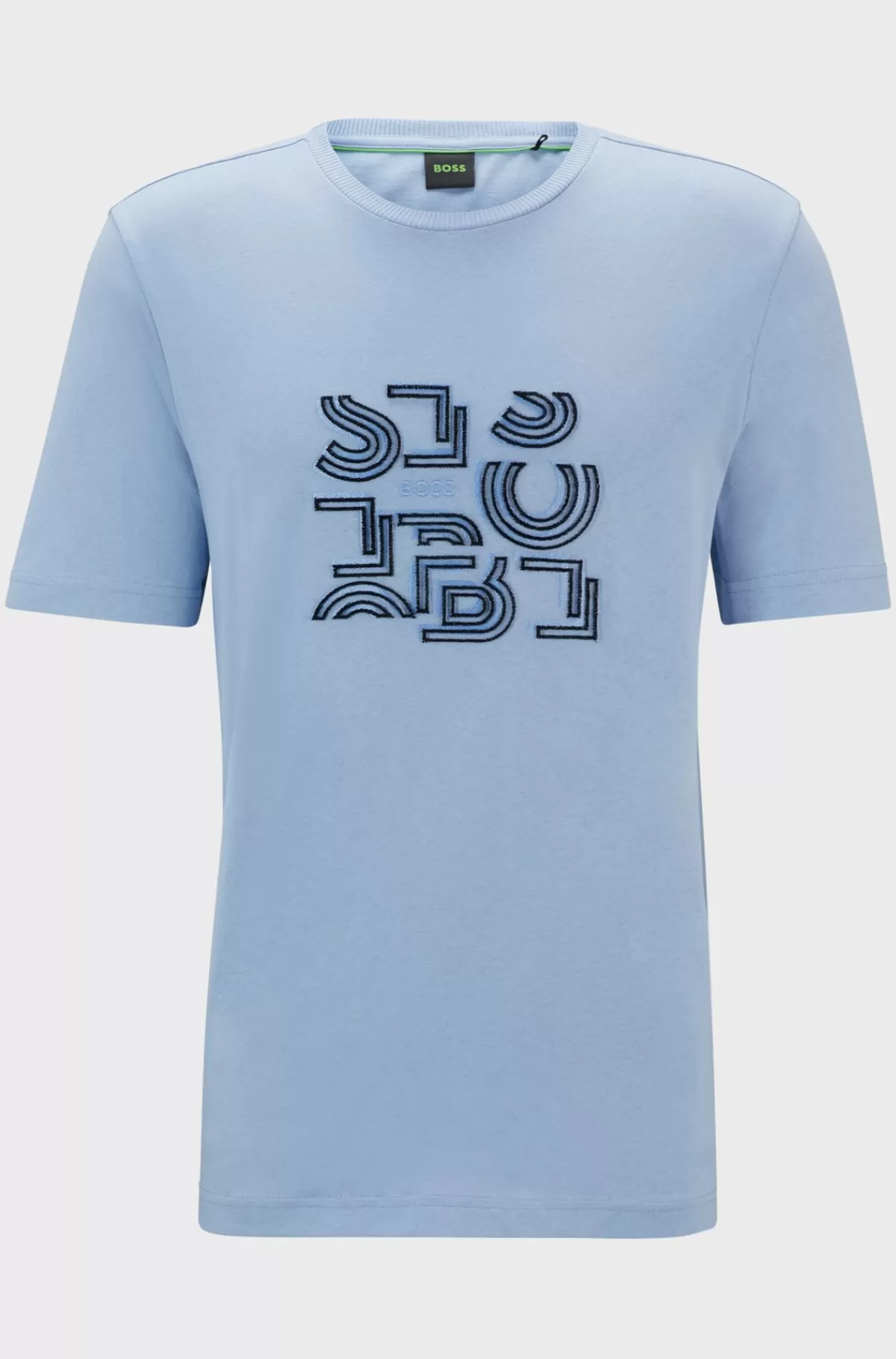 HUGO BOSS T-shirt I Bomuldsjersey Med Regular Fit Og Grafik Med Typografi Lyseblå Fashion
