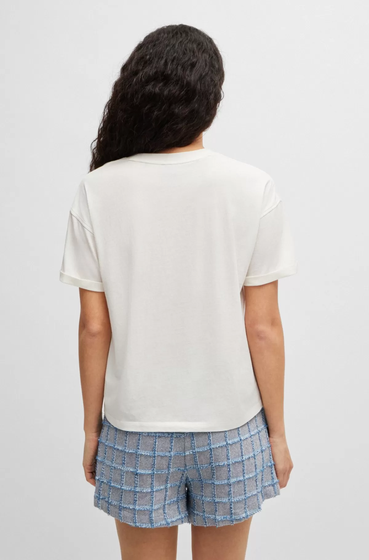 HUGO BOSS T-shirt I Bomuldsjersey Med Signaturprint Hvid Fashion