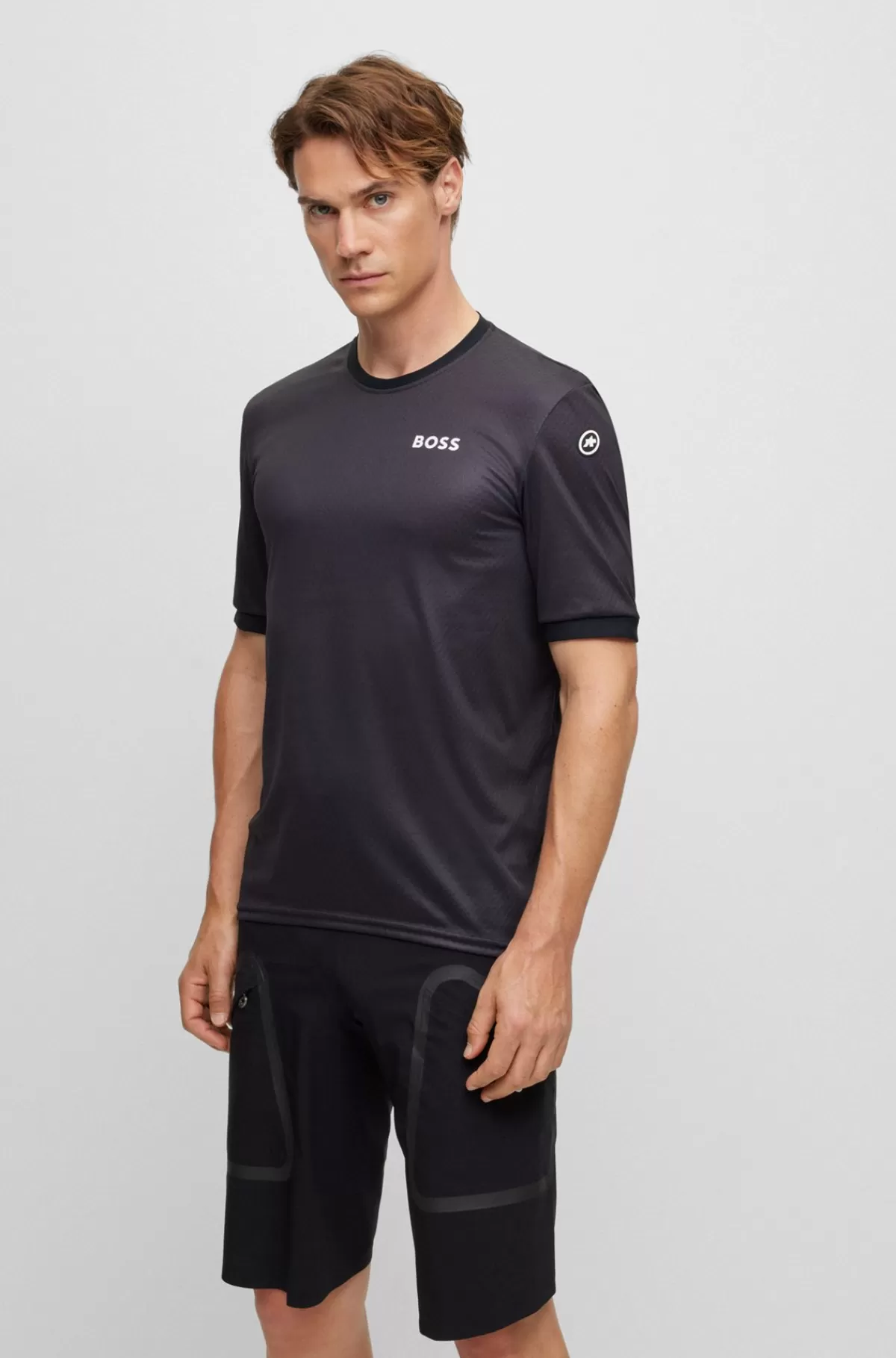 HUGO BOSS T-shirt I UPF35-jersey Og Med Branding Fra BOSS X ASSOS Sort Hot