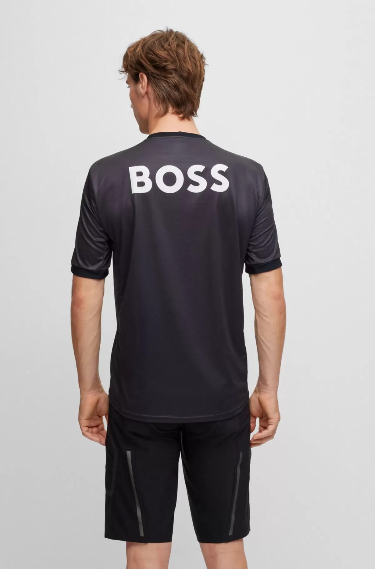 HUGO BOSS T-shirt I UPF35-jersey Og Med Branding Fra BOSS X ASSOS Sort Hot