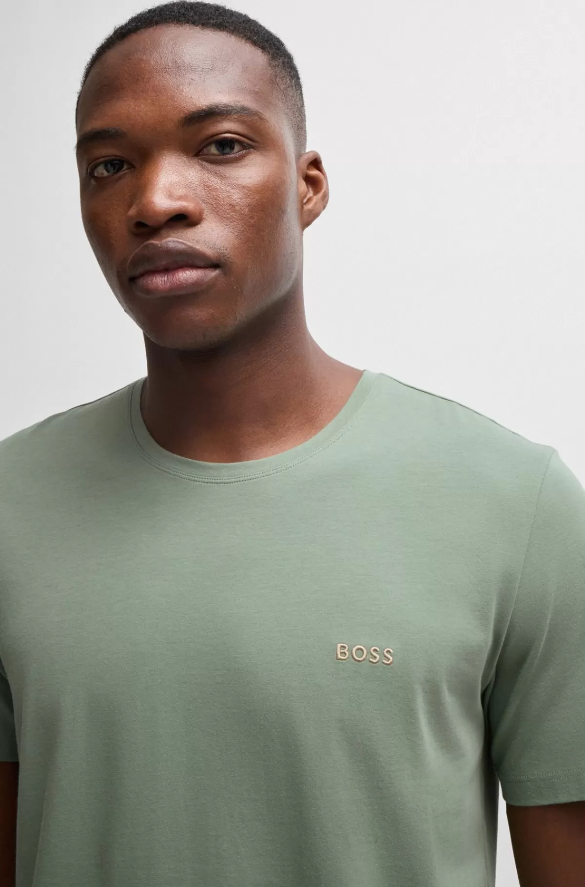 HUGO BOSS T-shirt Med Regular Fit Lavet Af Bomuld Med Stræk Og Med Broderet Logo Lysegrøn Clearance