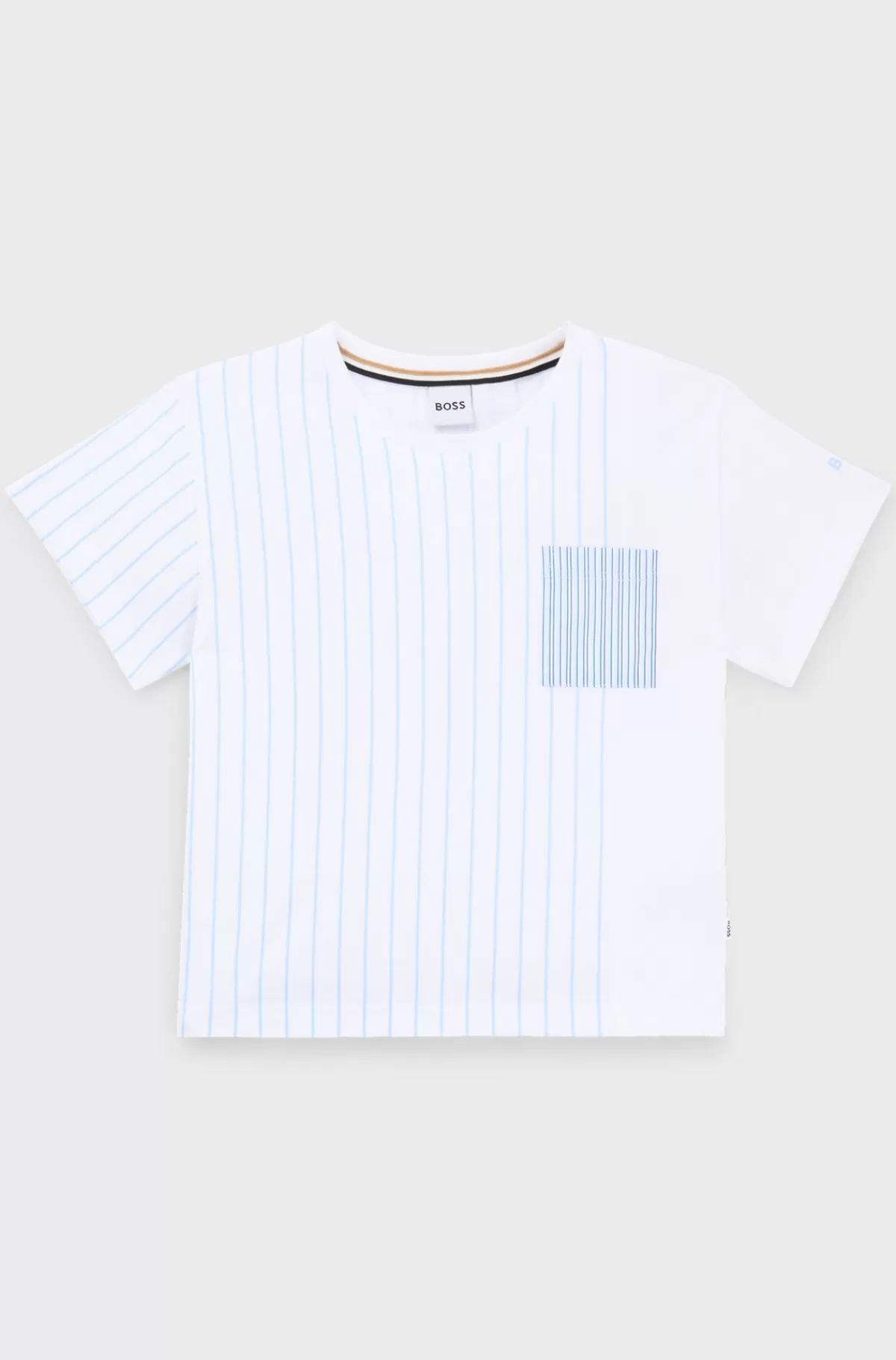 HUGO BOSS T-shirt Til Børn Med Loose Fit I Stribet Og Ensfarvet Bomuld Hvid Cheap