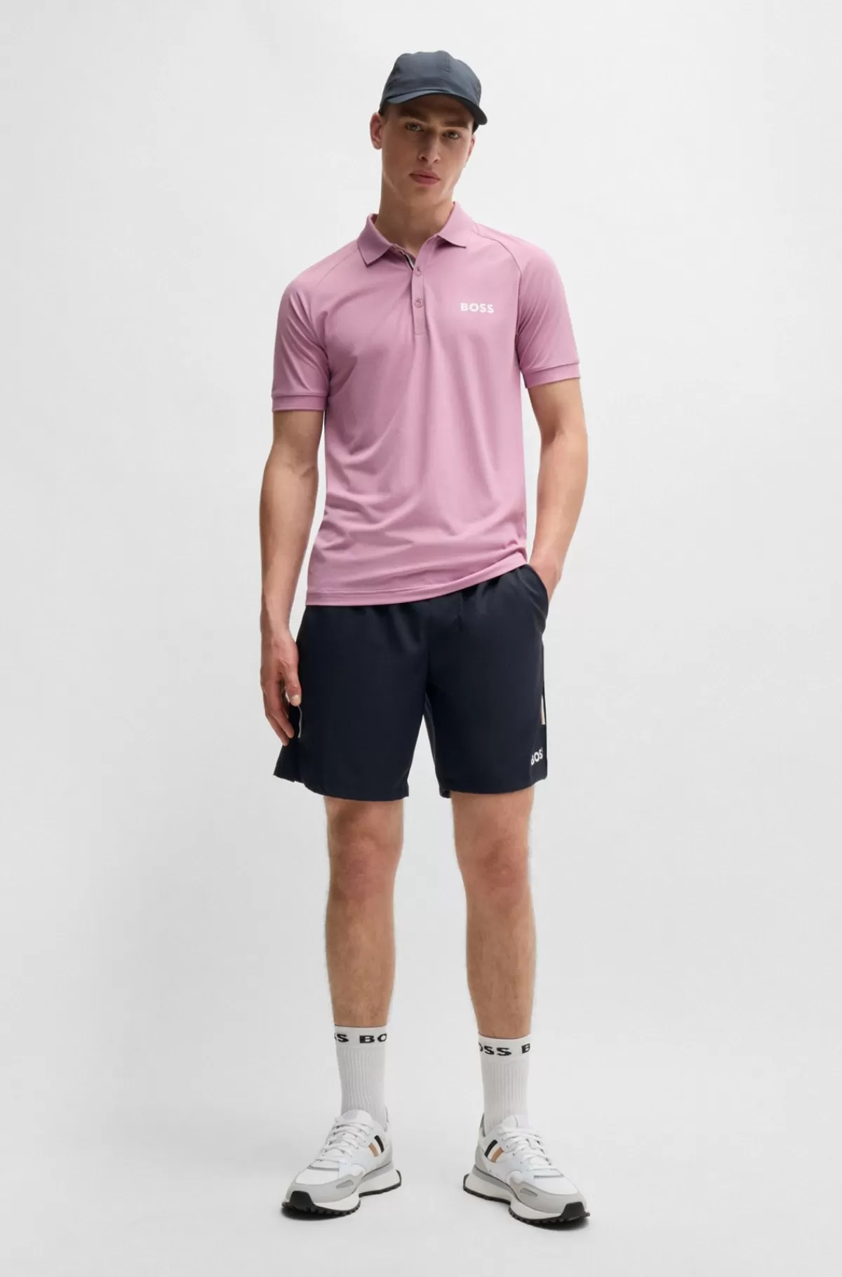 HUGO BOSS Vandskyende BOSS X Matteo Berrettini-shorts Med Logoprint Mørkeblå Sale