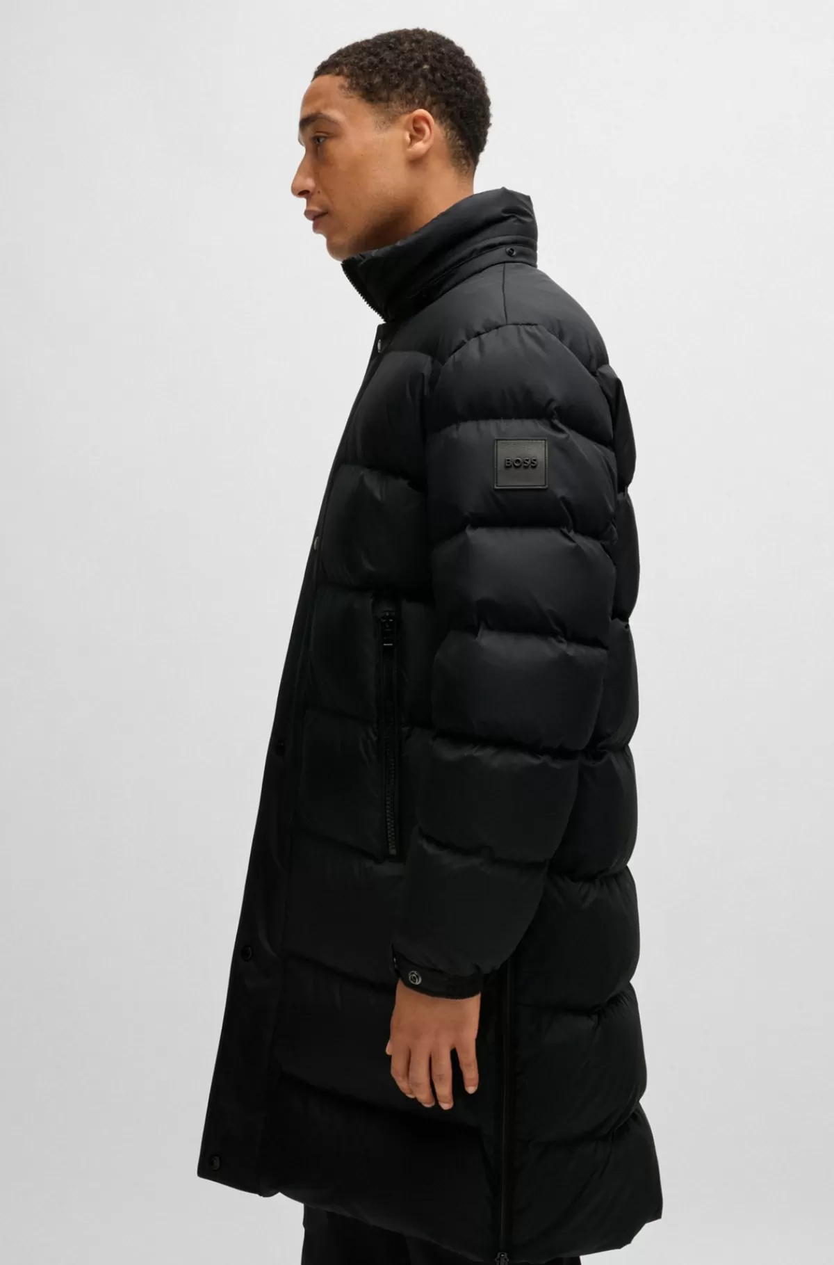 HUGO BOSS Vandskyende Dunjakke Med Aftagelig Hætte Sort Hot