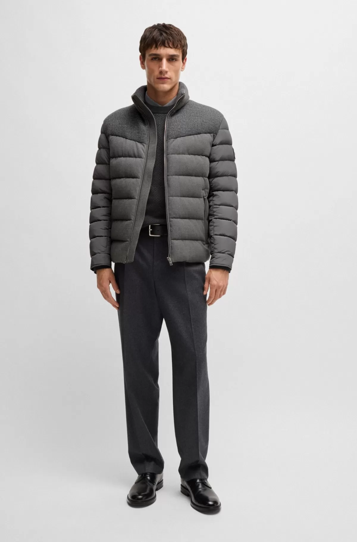 HUGO BOSS Vandskyende Jakke I Blandede Materialer Grå Cheap