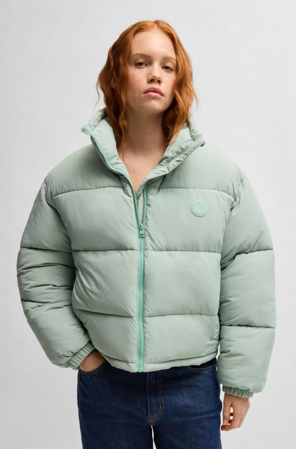 HUGO BOSS Vandskyende Og Vatteret Jakke Med Quiltet Logo Lysegrøn Sale