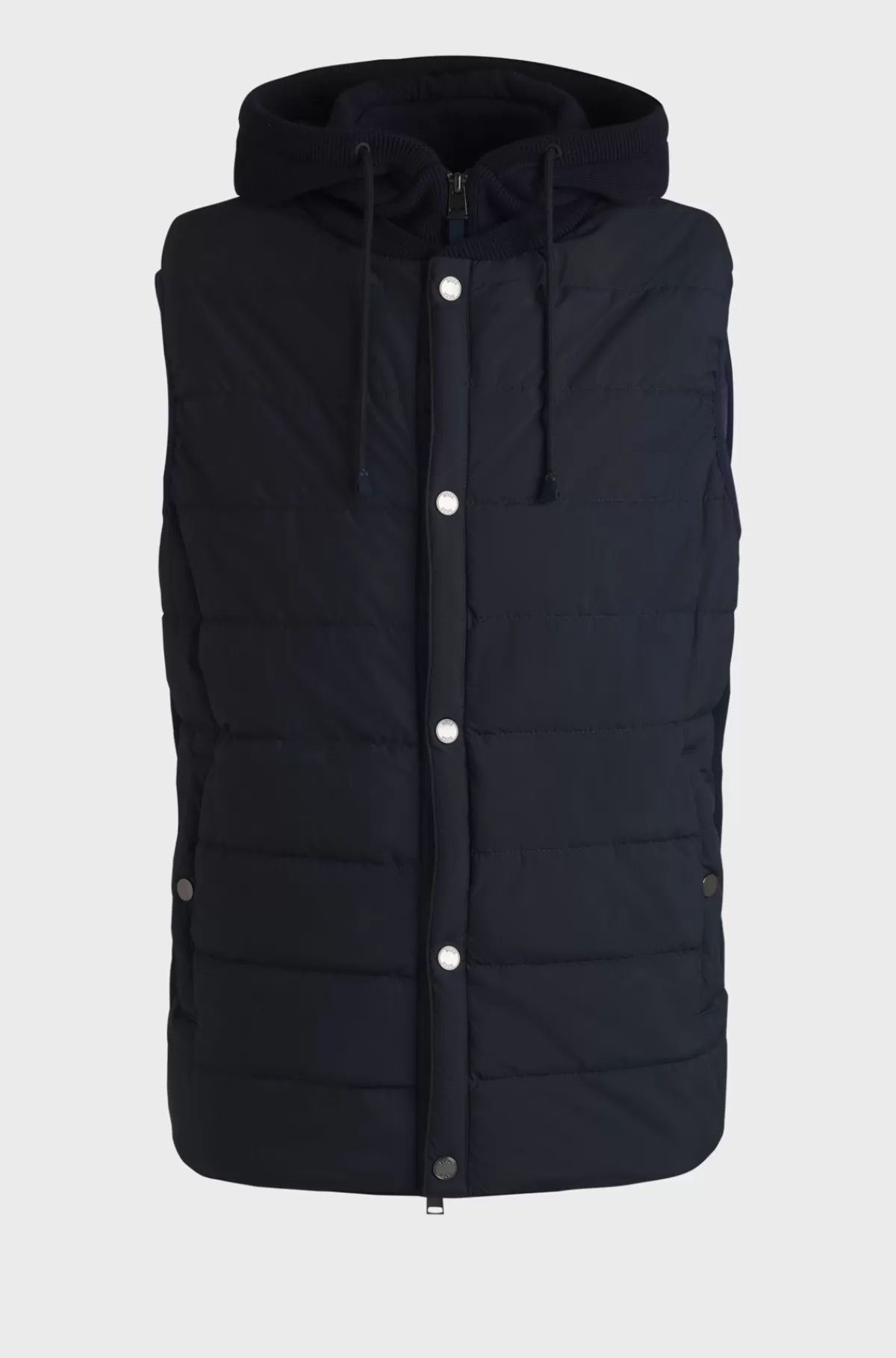 HUGO BOSS Vest I Uld Med Dunblandede Frontpaneler Og En Hætte Mørkeblå Best Sale