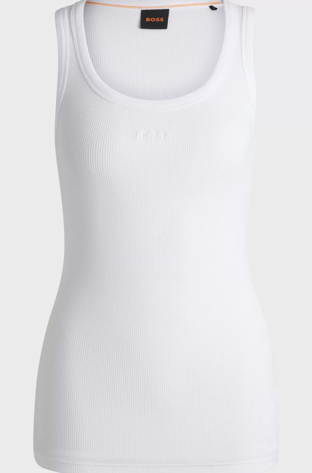 HUGO BOSS Vest Med Slim Fit I Strækbomuld Med En Ribbet Struktur Hvid Cheap